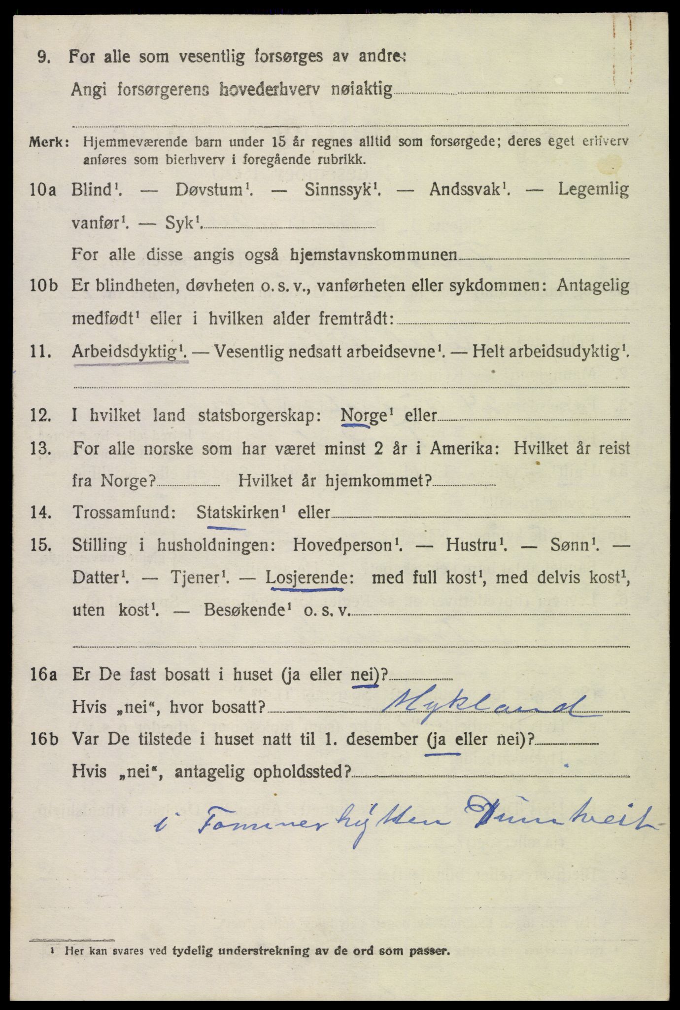 SAK, 1920 census for Tovdal, 1920, p. 322