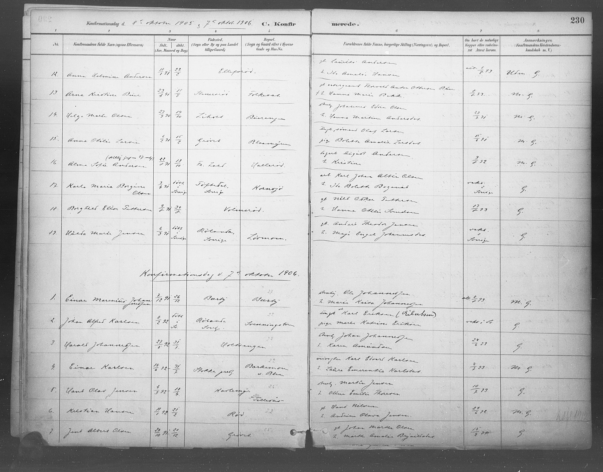 Idd prestekontor Kirkebøker, SAO/A-10911/F/Fb/L0002: Parish register (official) no. II 2, 1882-1923, p. 230