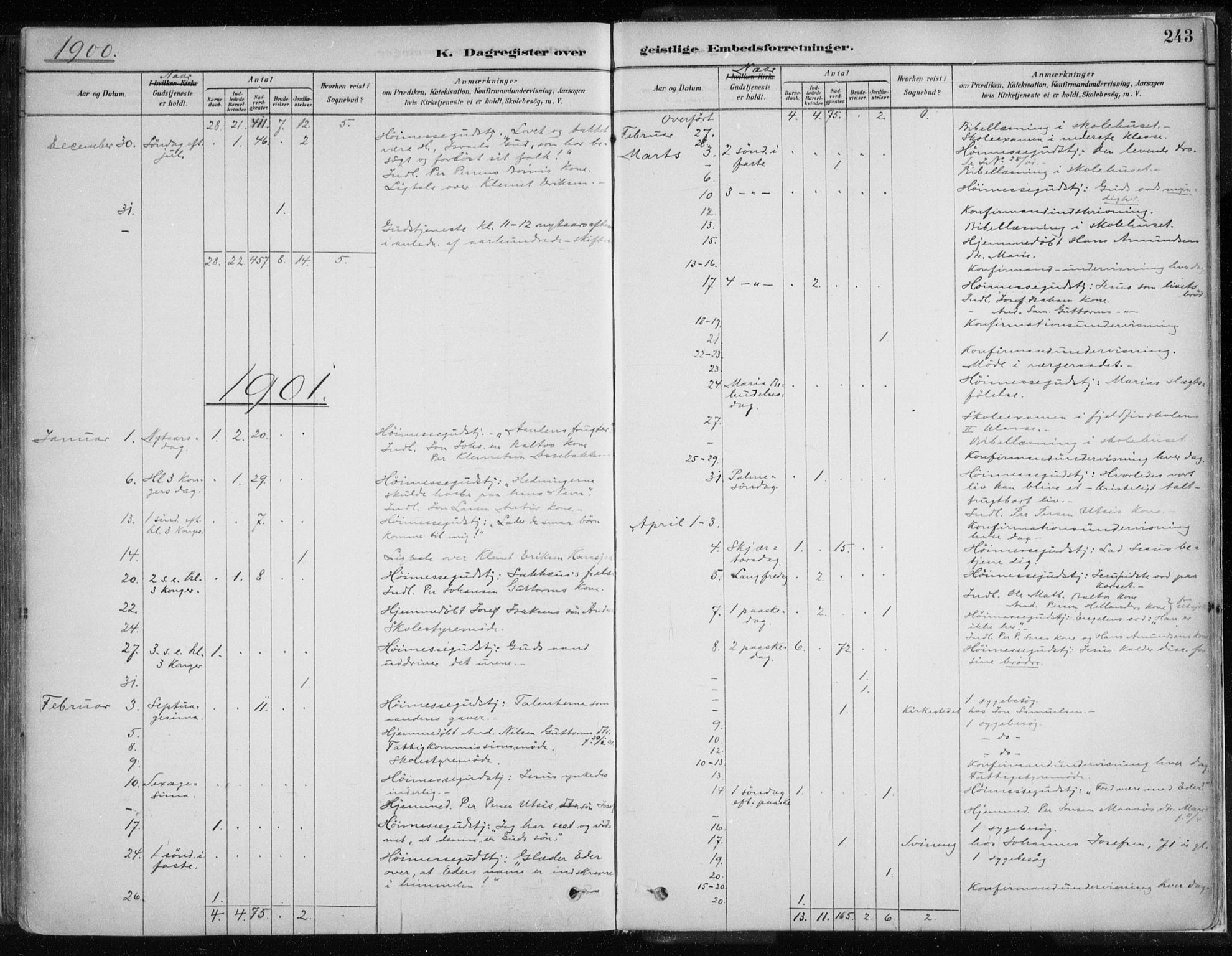 Karasjok sokneprestkontor, SATØ/S-1352/H/Ha/L0002kirke: Parish register (official) no. 2, 1885-1906, p. 243