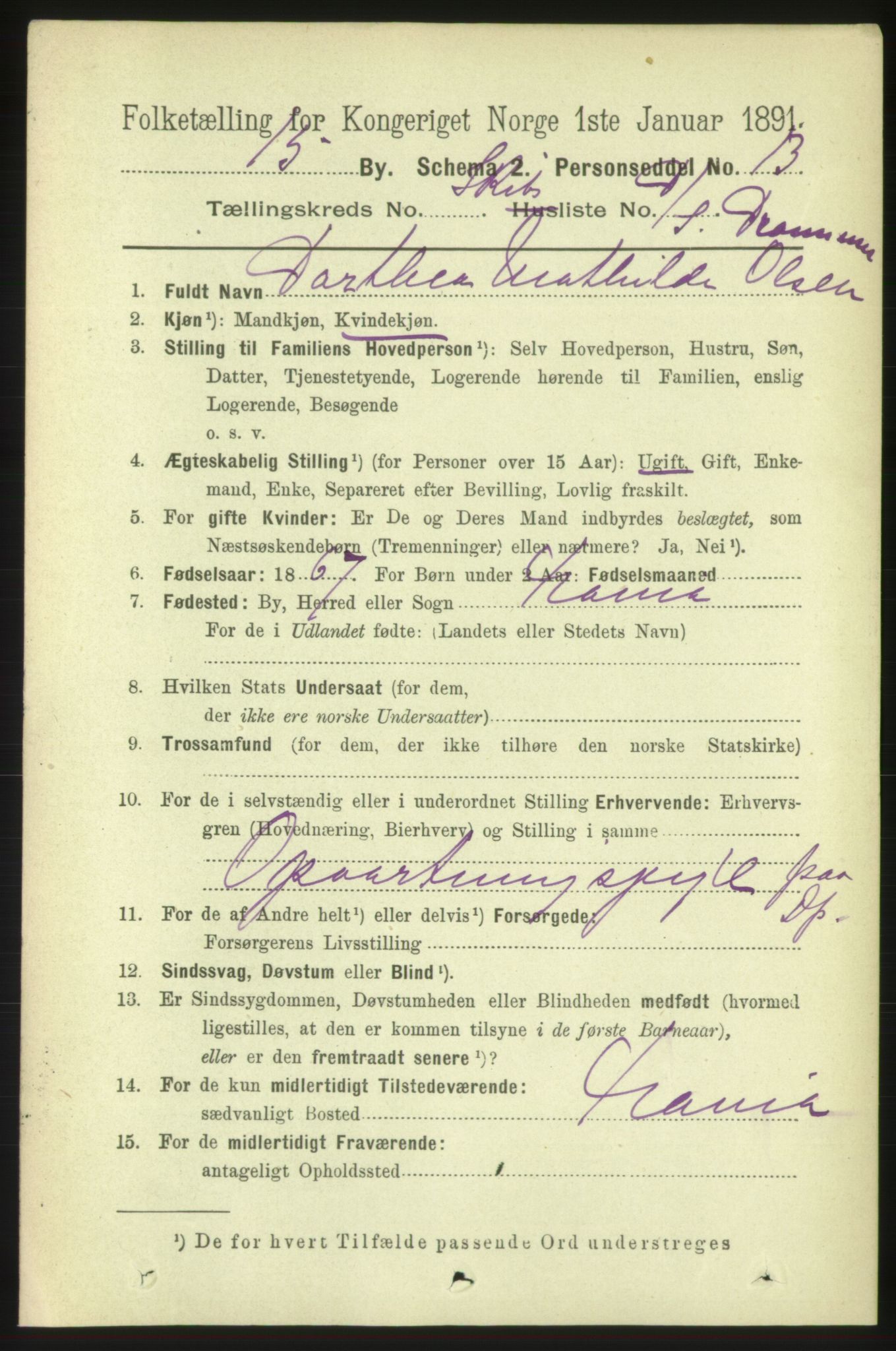 RA, 1891 census for 0602 Drammen, 1891, p. 25646