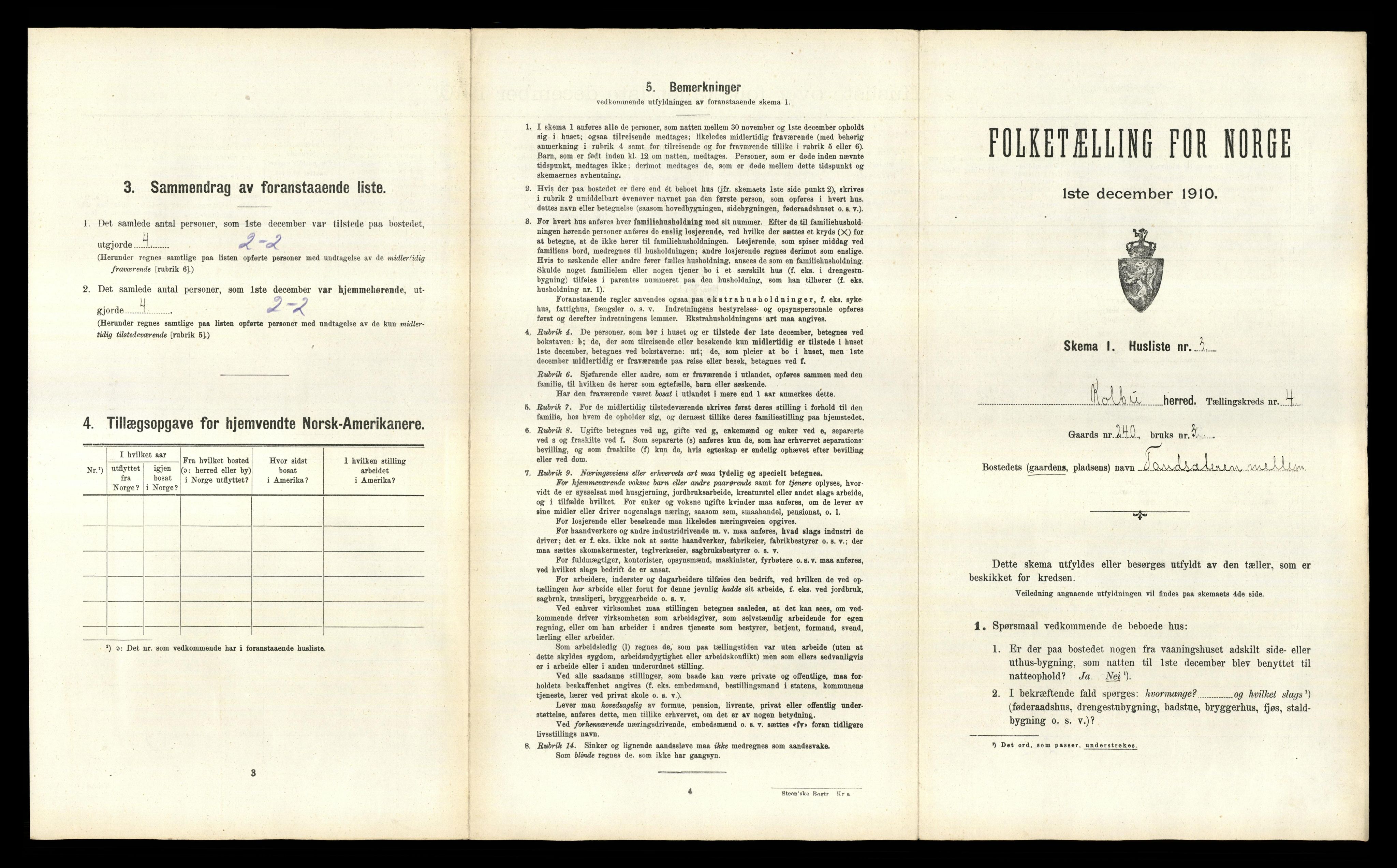 RA, 1910 census for Kolbu, 1910, p. 620