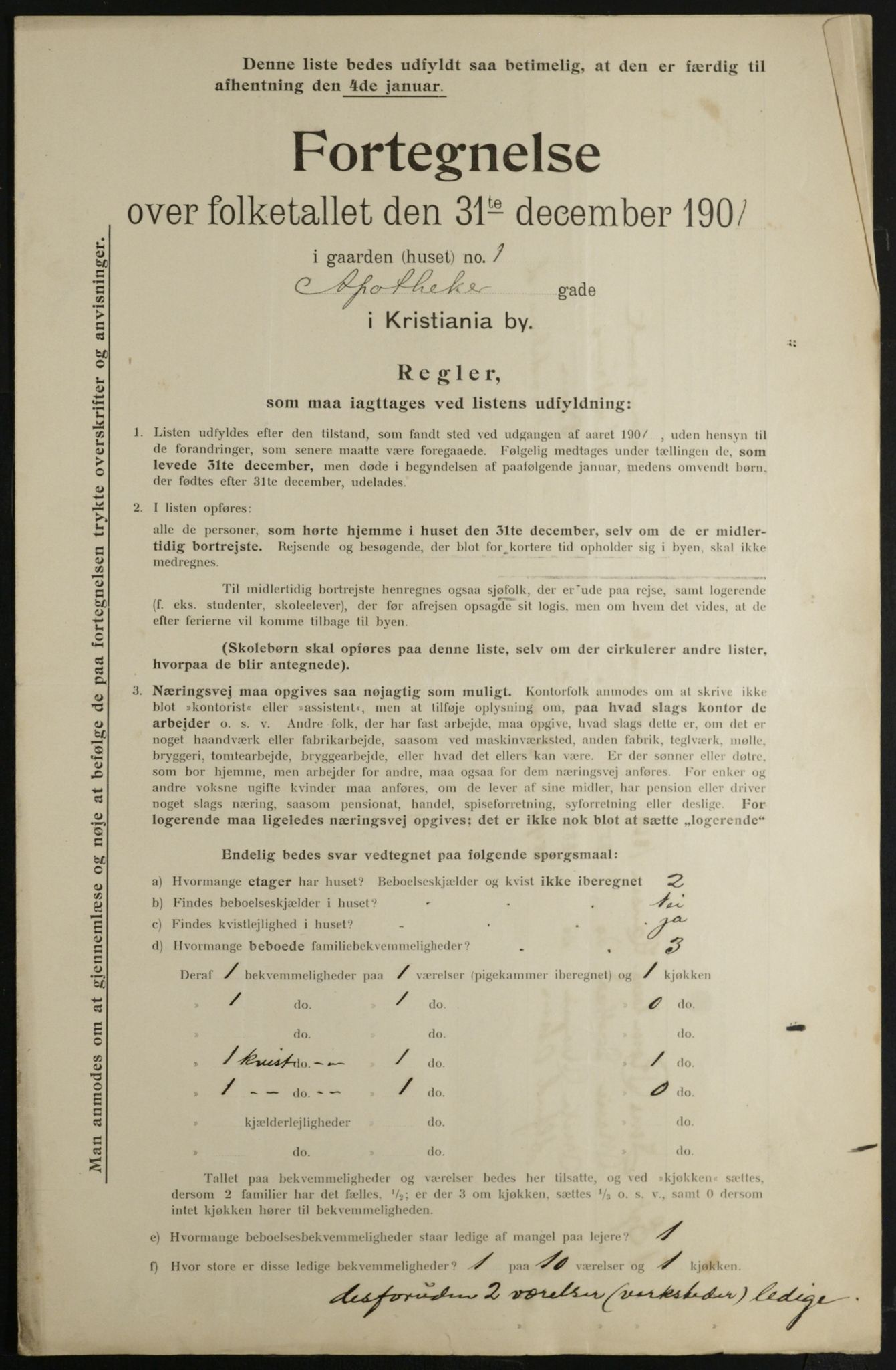 OBA, Municipal Census 1901 for Kristiania, 1901, p. 309