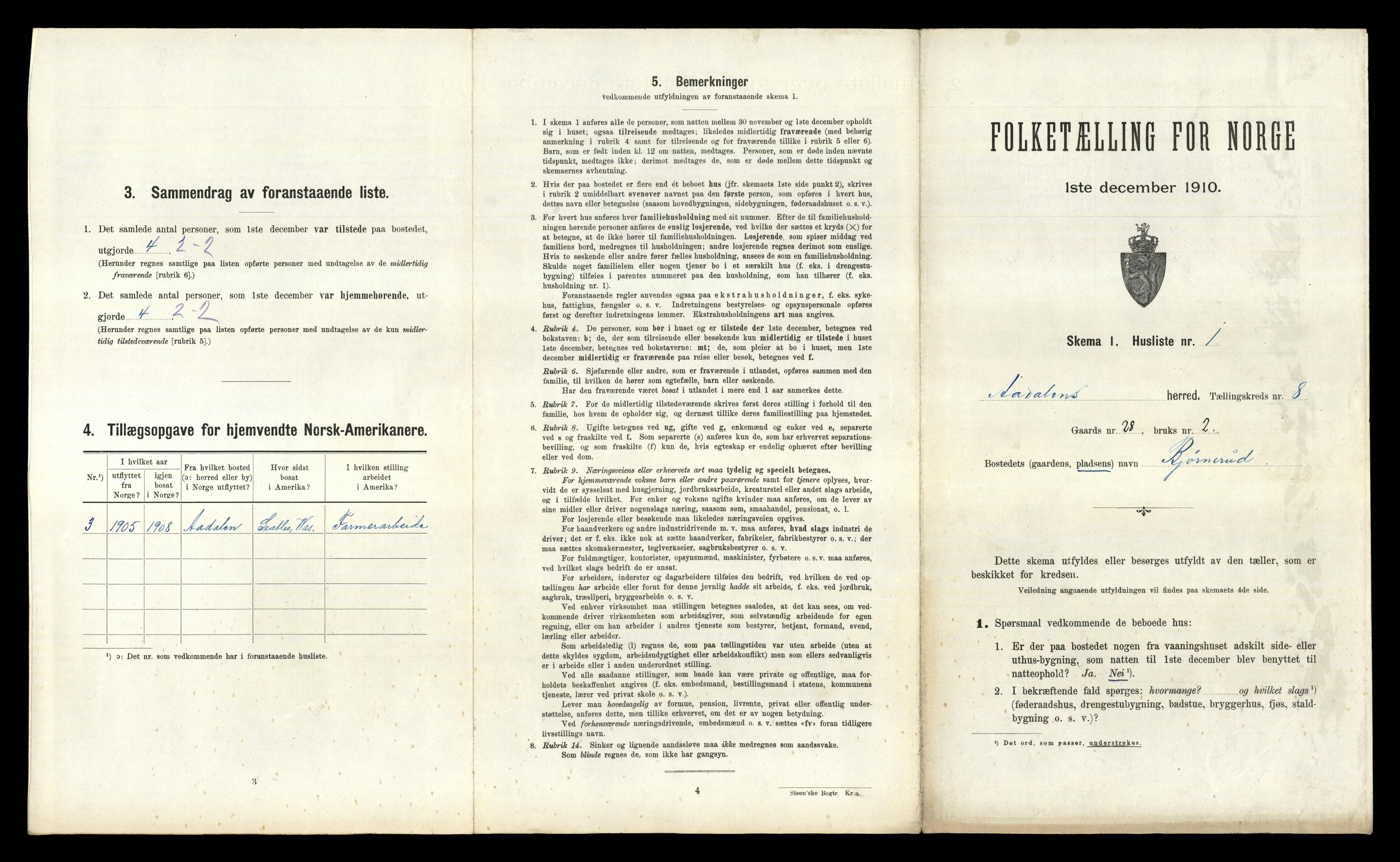 RA, 1910 census for Ådal, 1910, p. 685