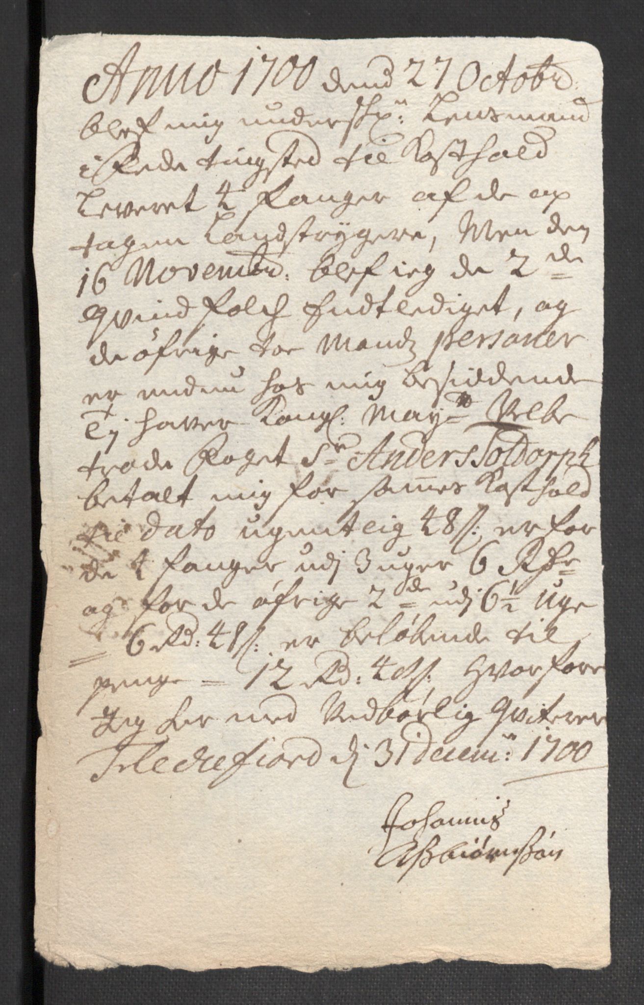 Rentekammeret inntil 1814, Reviderte regnskaper, Fogderegnskap, AV/RA-EA-4092/R43/L2548: Fogderegnskap Lista og Mandal, 1700, p. 220