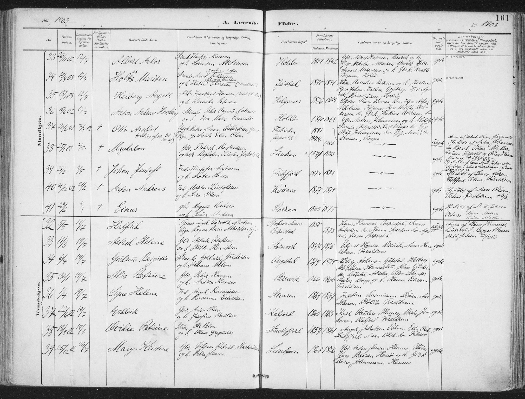 Ministerialprotokoller, klokkerbøker og fødselsregistre - Nordland, SAT/A-1459/888/L1246: Parish register (official) no. 888A12, 1891-1903, p. 161