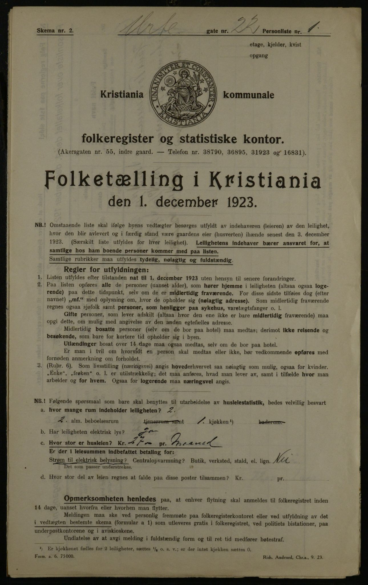 OBA, Municipal Census 1923 for Kristiania, 1923, p. 133654