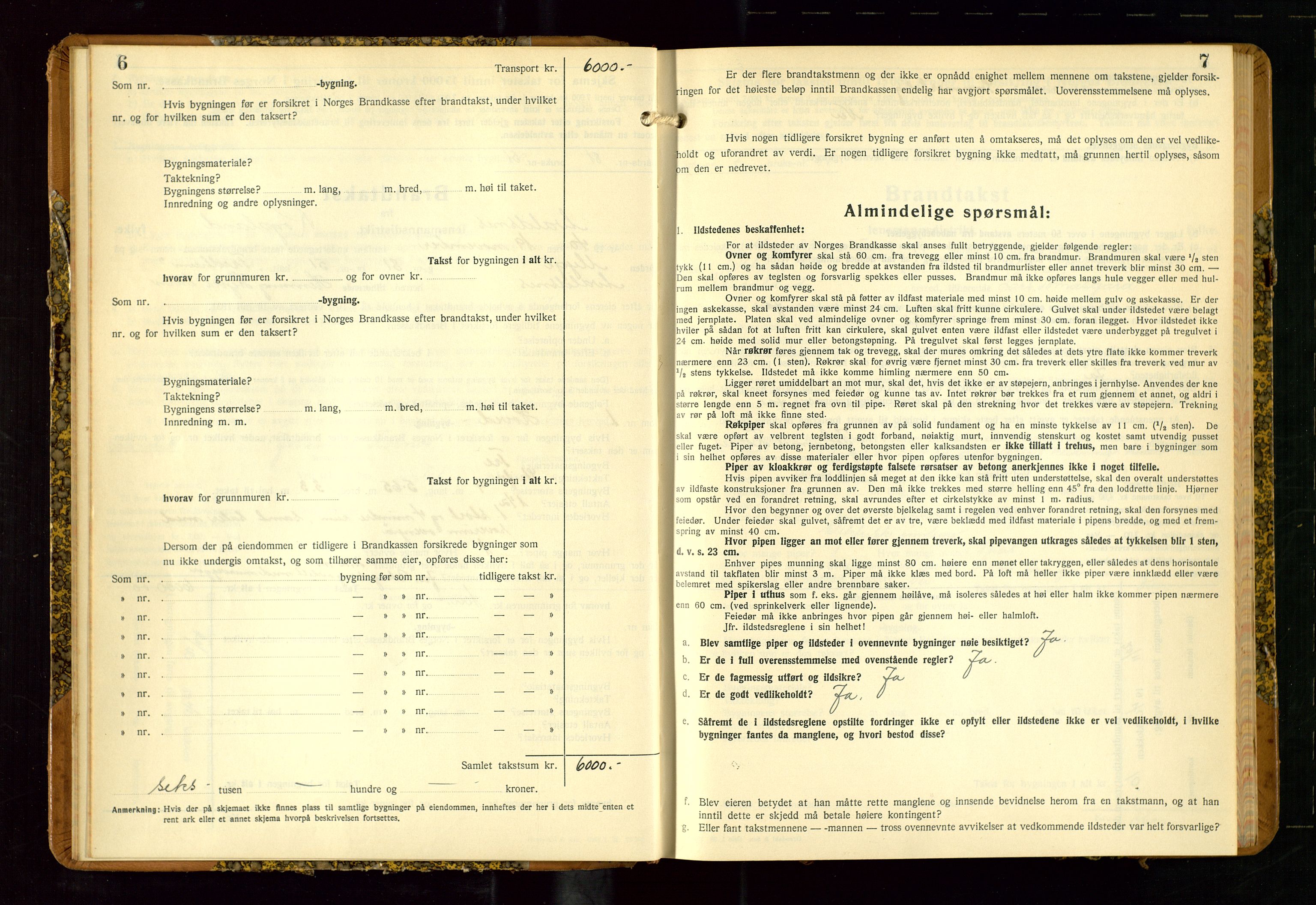 Avaldsnes lensmannskontor, SAST/A-100286/Gob/L0002: "Branntakstprotokoll for Avaldsnes lensmannsdistrikt Rogaland fylke", 1940-1950, p. 6-7