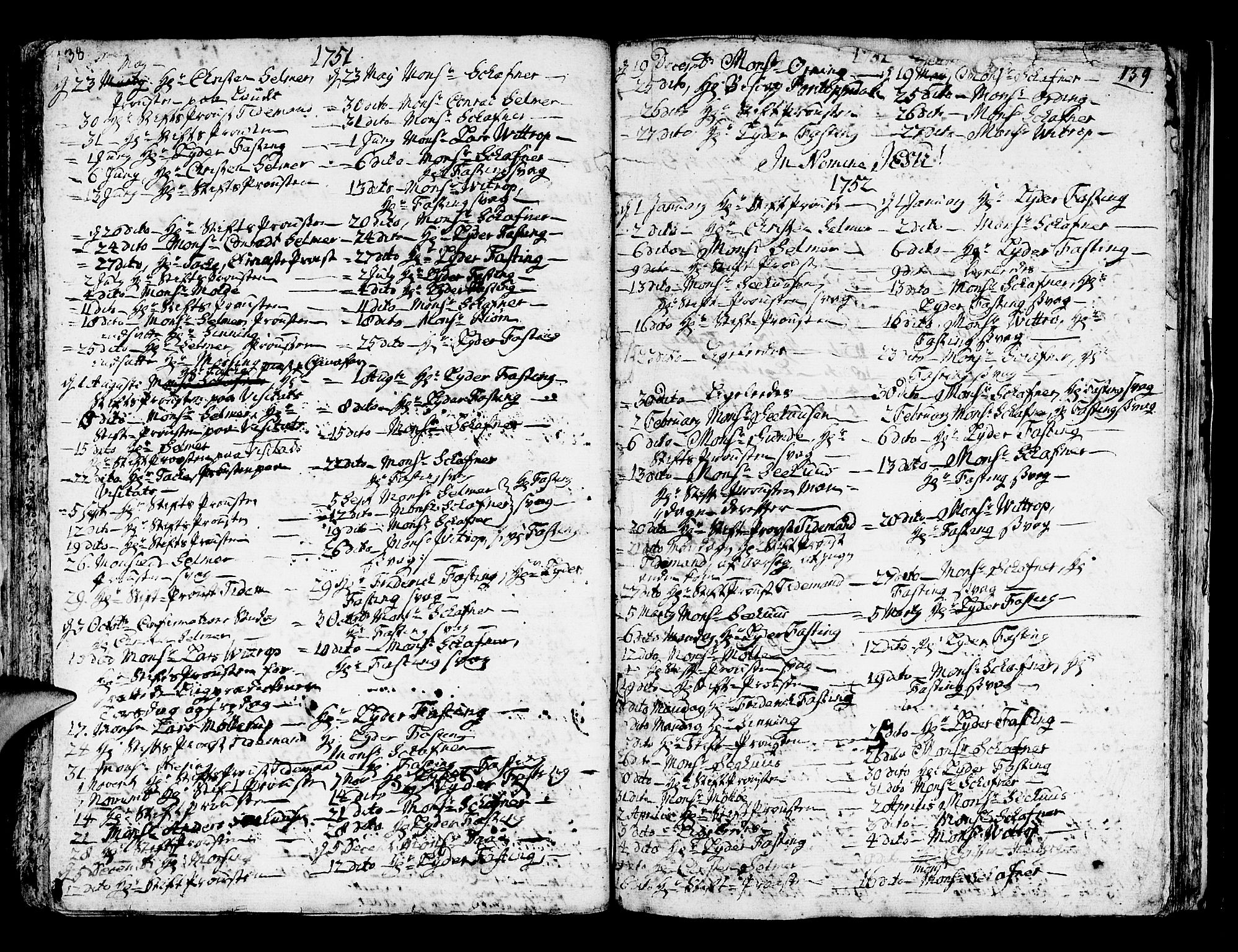 Domkirken sokneprestembete, SAB/A-74801/H/Haa/L0007: Parish register (official) no. A 7, 1725-1826, p. 138-139