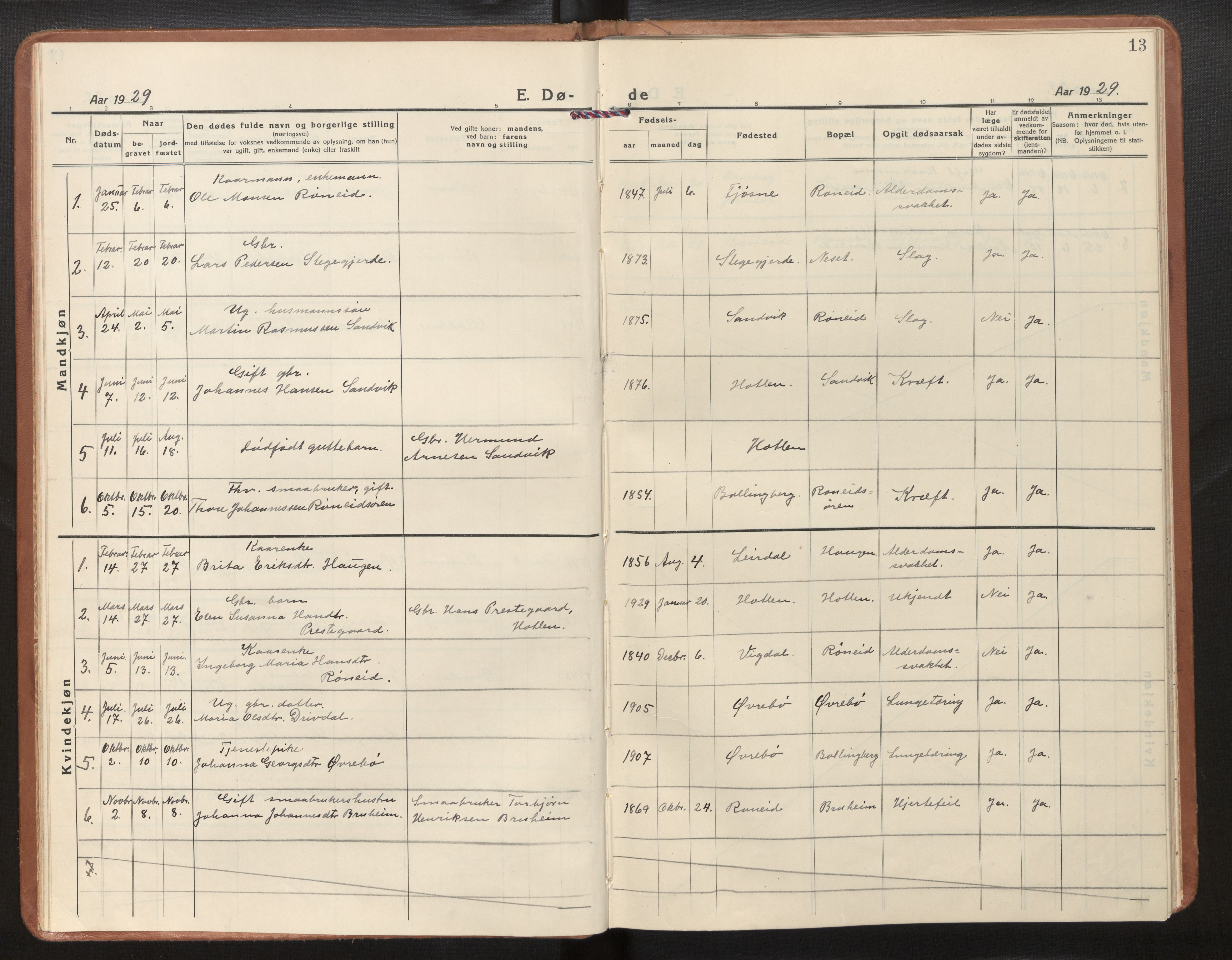 Jostedal sokneprestembete, AV/SAB-A-80601/H/Haa/Haad/L0002: Parish register (official) no. D 2, 1923-2007, p. 13