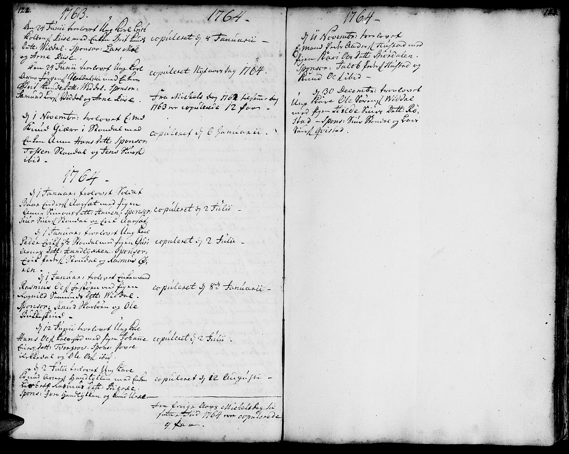 Ministerialprotokoller, klokkerbøker og fødselsregistre - Møre og Romsdal, AV/SAT-A-1454/515/L0205: Parish register (official) no. 515A01, 1733-1764, p. 122-123