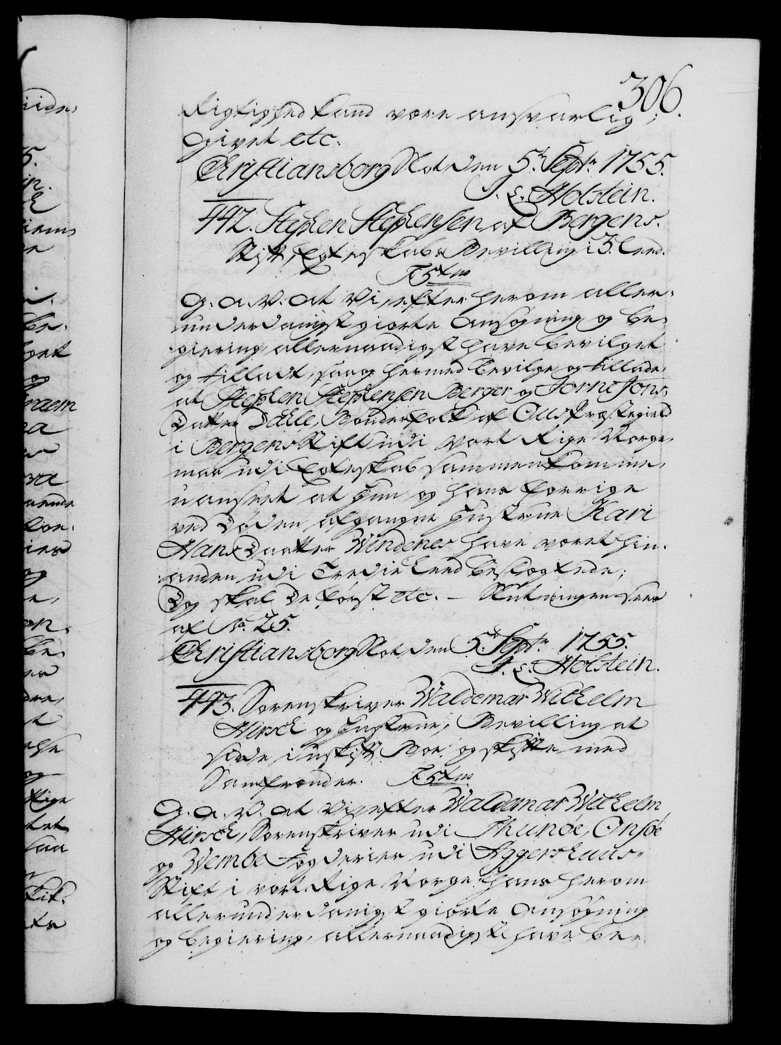 Danske Kanselli 1572-1799, AV/RA-EA-3023/F/Fc/Fca/Fcaa/L0039: Norske registre, 1755-1756, p. 306a