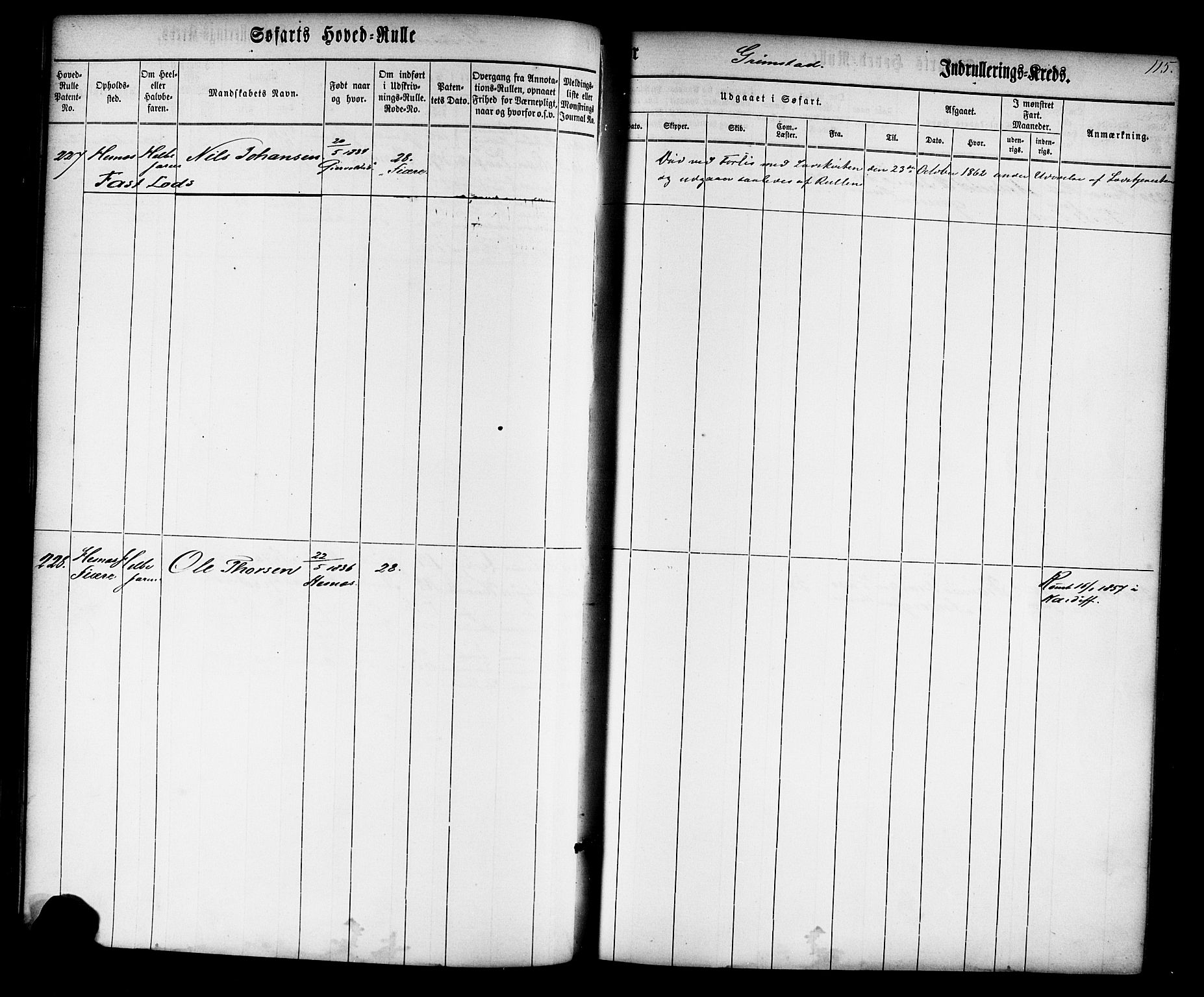 Grimstad mønstringskrets, AV/SAK-2031-0013/F/Fb/L0008: Hovedrulle nr 1-766, V-21, 1860-1869, p. 118