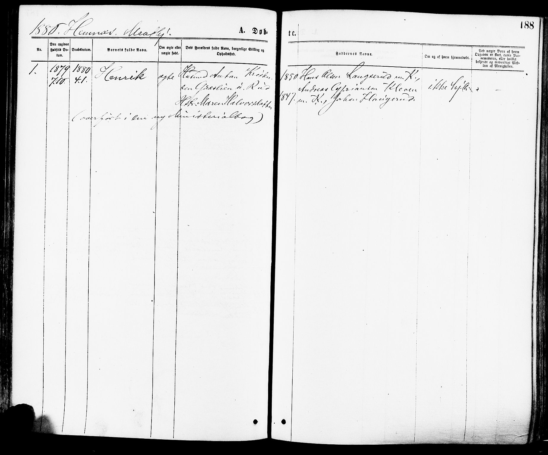 Høland prestekontor Kirkebøker, SAO/A-10346a/F/Fa/L0012.a: Parish register (official) no. I 12A, 1869-1879, p. 188