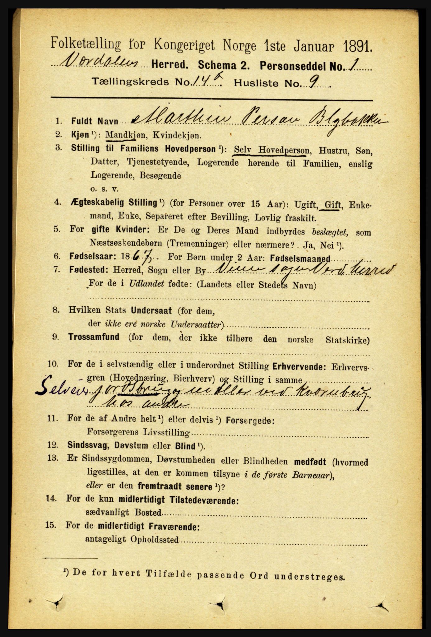 RA, 1891 census for 1721 Verdal, 1891, p. 7401