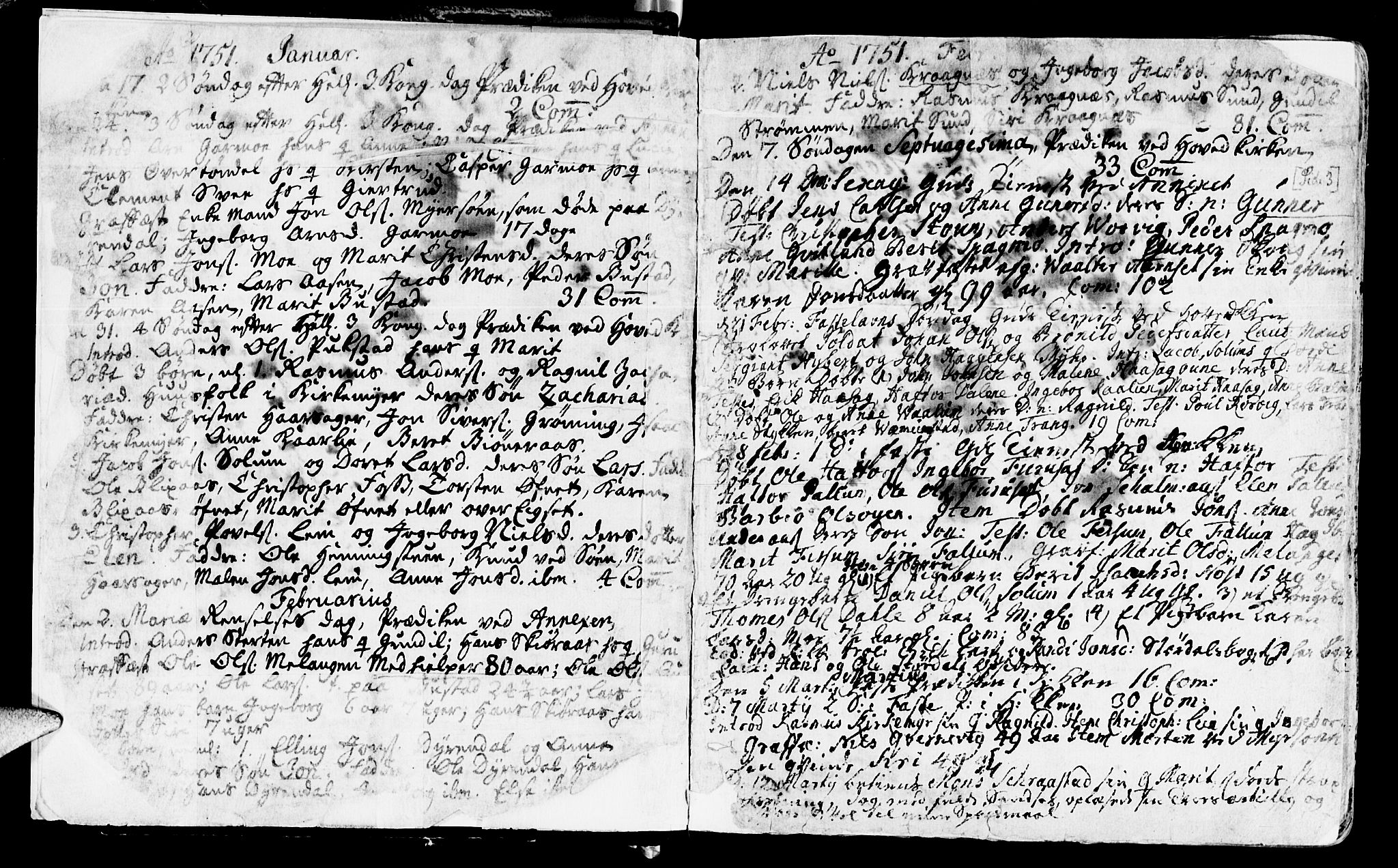 Ministerialprotokoller, klokkerbøker og fødselsregistre - Sør-Trøndelag, SAT/A-1456/646/L0605: Parish register (official) no. 646A03, 1751-1790, p. 2-3