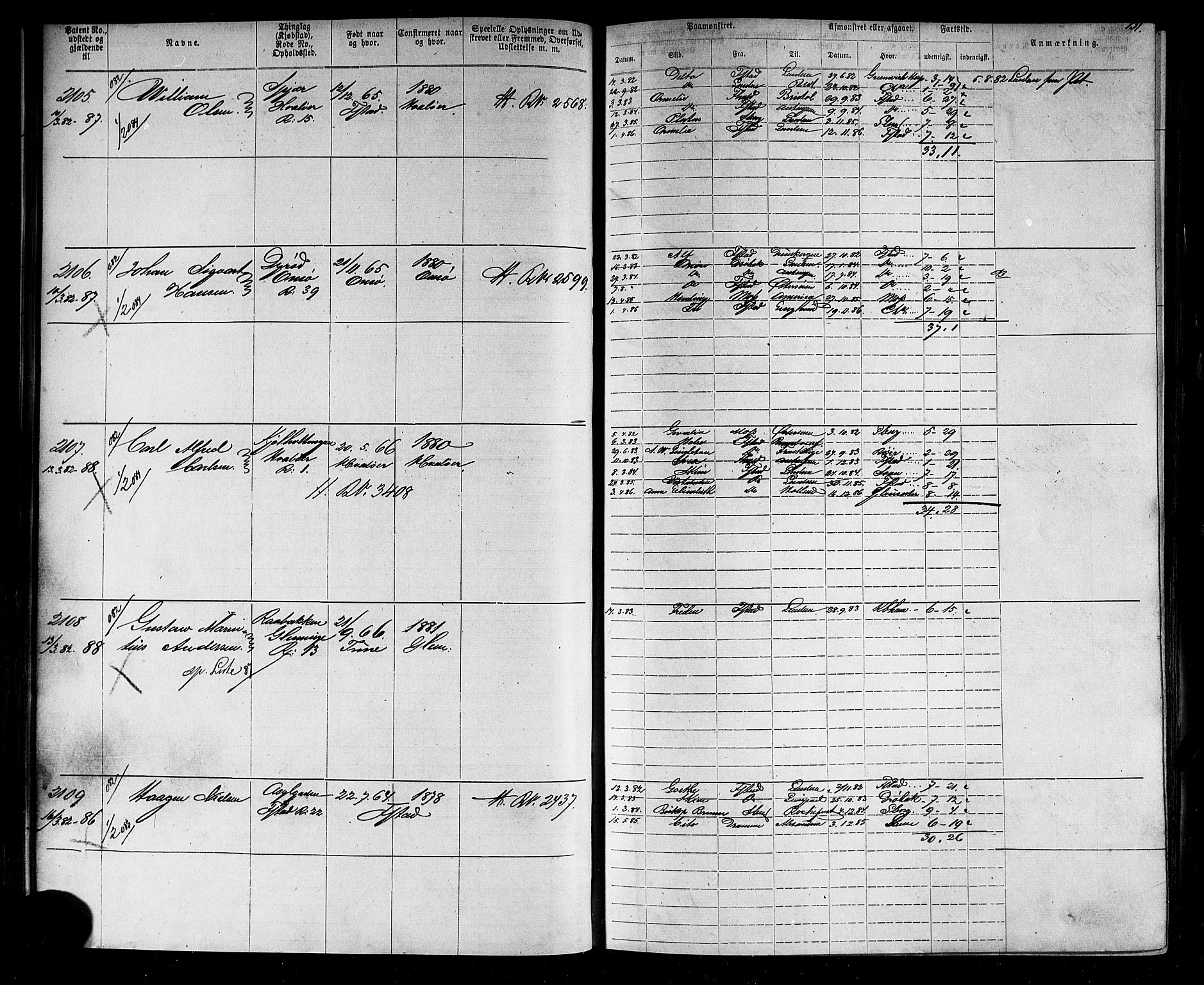 Fredrikstad mønstringskontor, SAO/A-10569b/F/Fc/Fca/L0005: Annotasjonsrulle, 1884-1899, p. 135