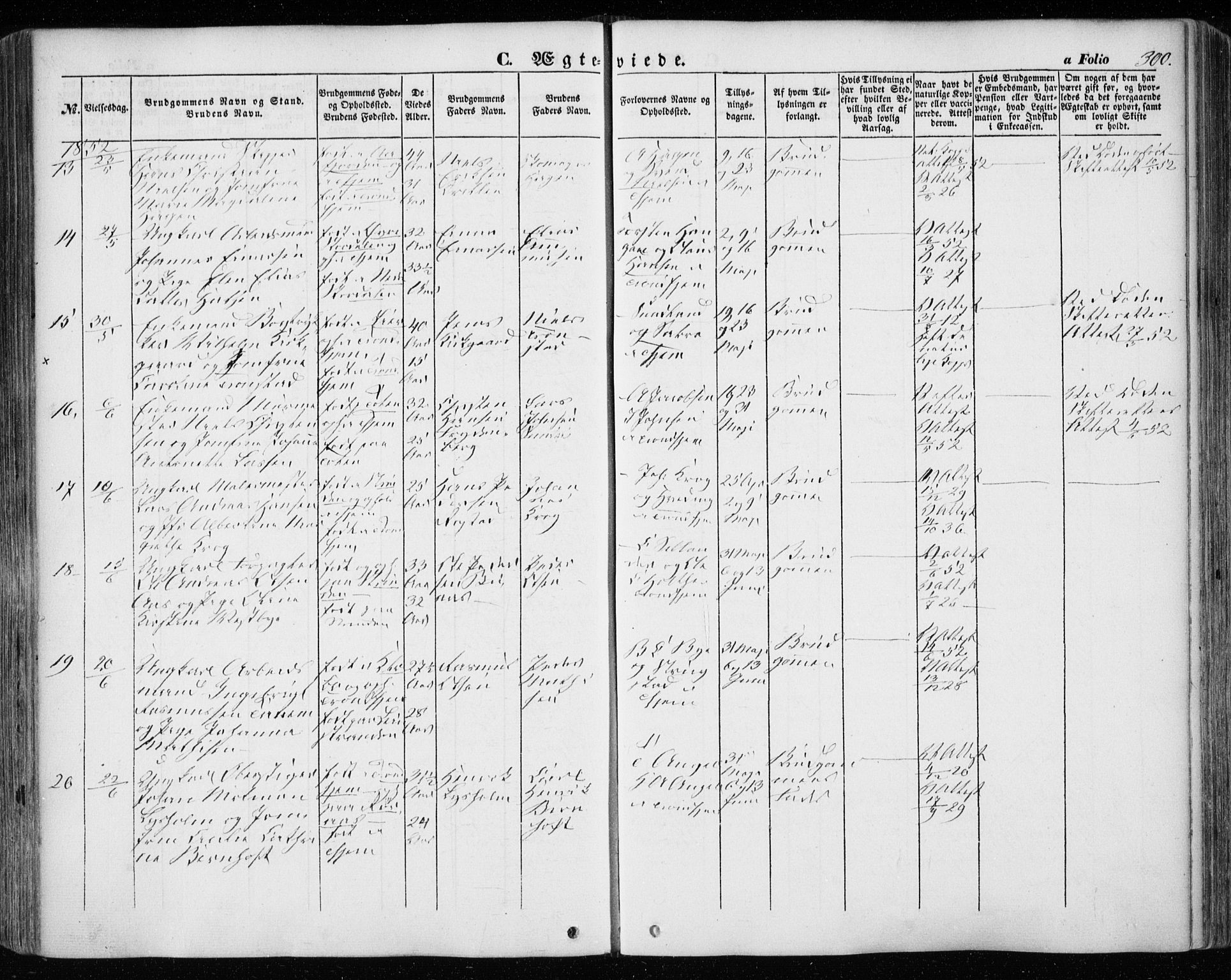 Ministerialprotokoller, klokkerbøker og fødselsregistre - Sør-Trøndelag, SAT/A-1456/601/L0051: Parish register (official) no. 601A19, 1848-1857, p. 300