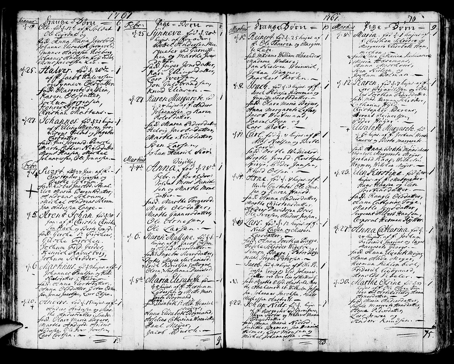 Korskirken sokneprestembete, SAB/A-76101/H/Haa/L0005: Parish register (official) no. A 5, 1751-1789, p. 70
