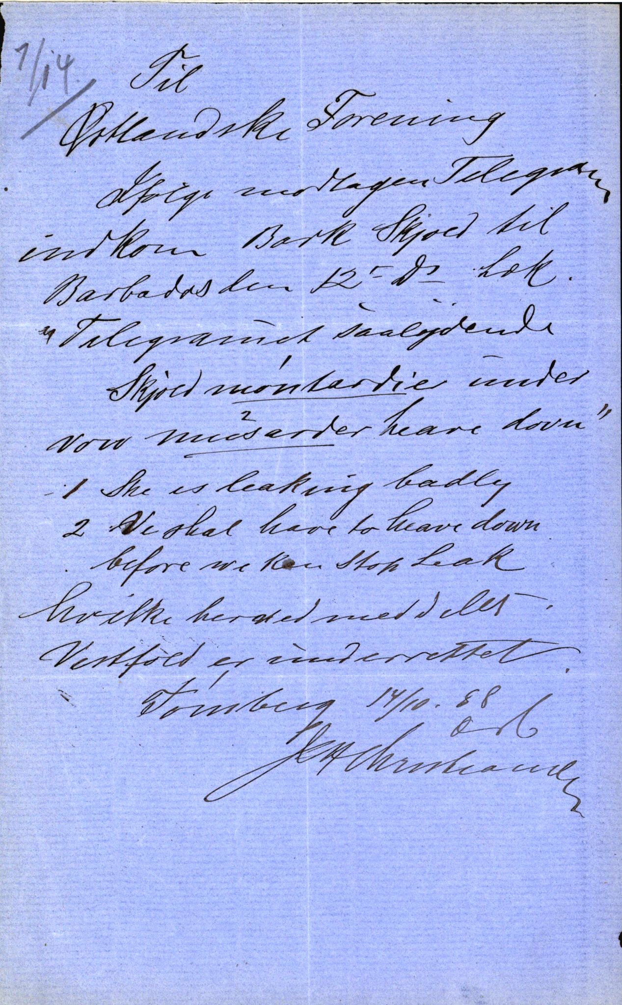 Pa 63 - Østlandske skibsassuranceforening, VEMU/A-1079/G/Ga/L0022/0002: Havaridokumenter / Resolve, Ragnhild, Respit, Rothesay, Skjold, 1888, p. 15