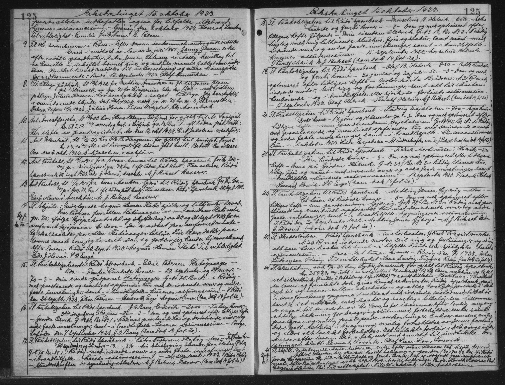 Rana sorenskriveri , AV/SAT-A-1108/1/2/2C/L0018: Mortgage book no. 18, 1923-1928, p. 125, Deed date: 15.10.1923