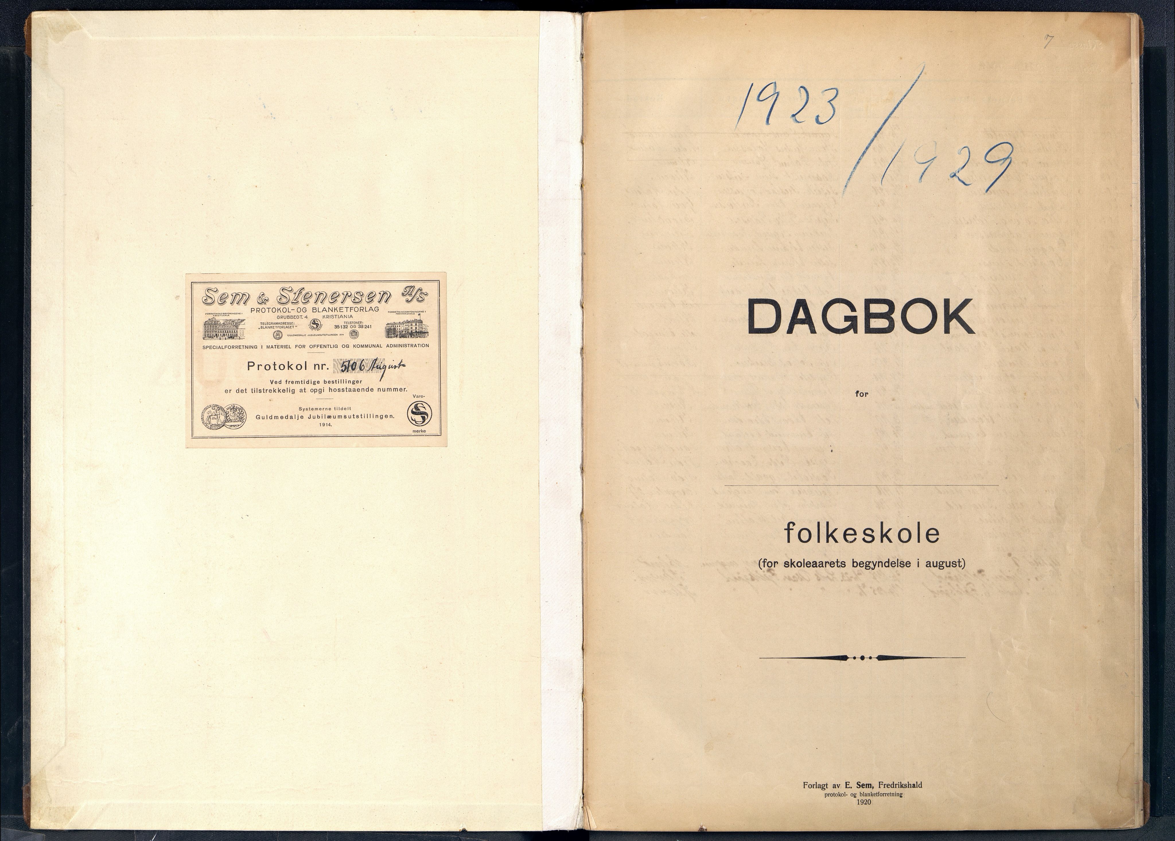 Mandal By - Mandal Allmueskole/Folkeskole/Skole, ARKSOR/1002MG551/I/L0034: Dagbok, 1923-1929