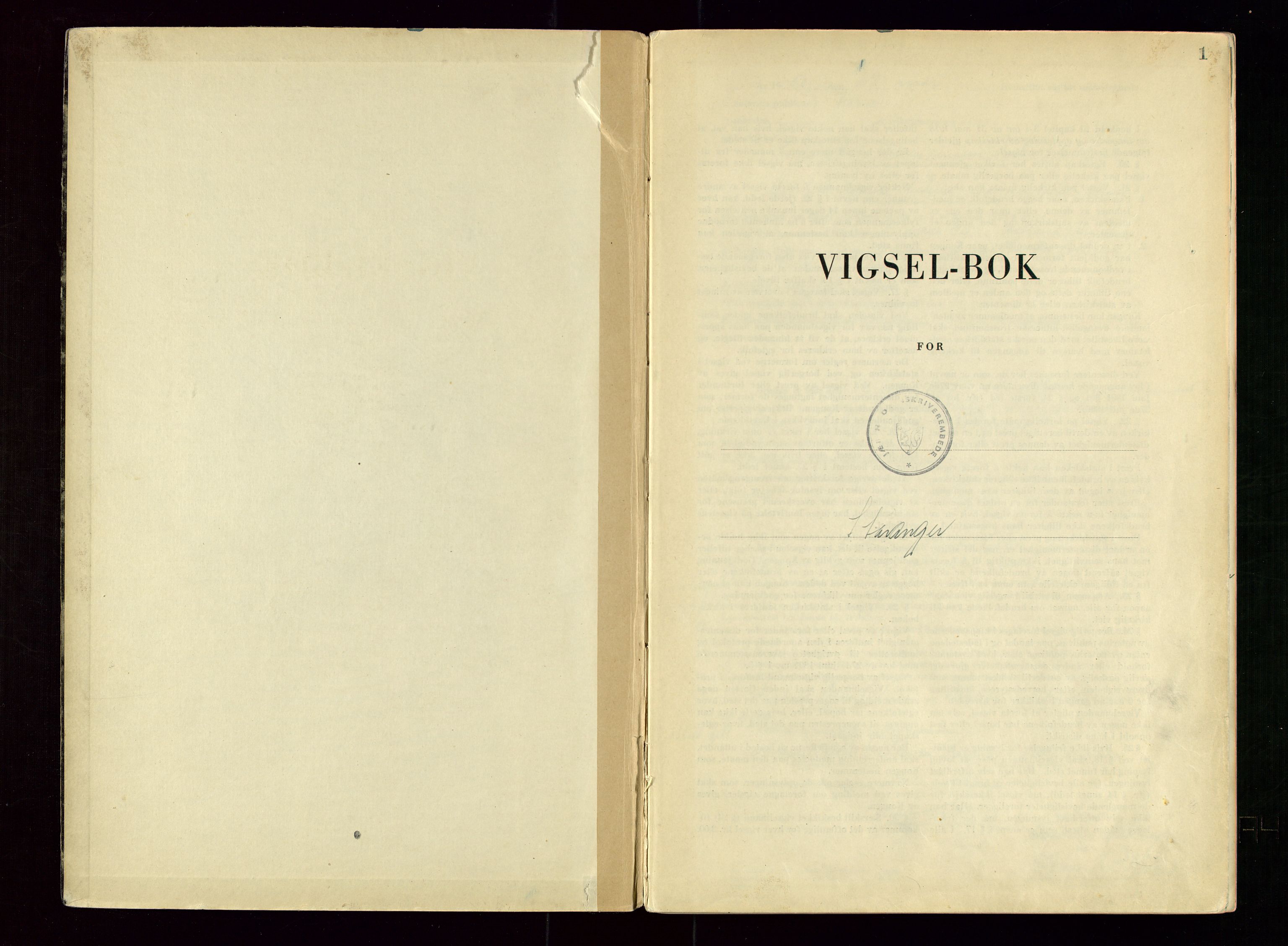 Sandnes sorenskriveri, SAST/A-100312/02/I/Id/L0002: Vigsel (Vigselsbok), 1950-1958, p. 1