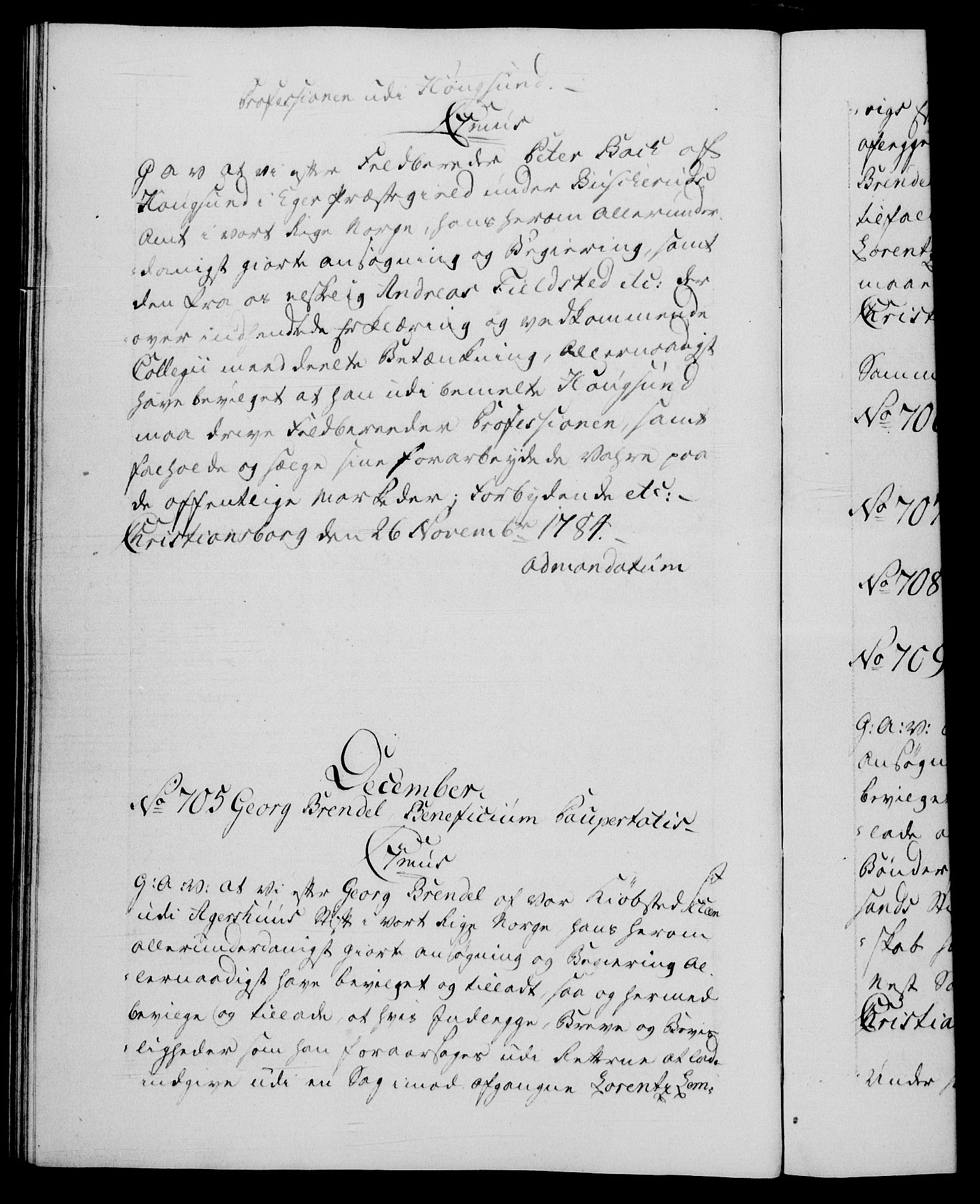 Danske Kanselli 1572-1799, RA/EA-3023/F/Fc/Fca/Fcaa/L0050: Norske registre, 1784-1785, p. 409b