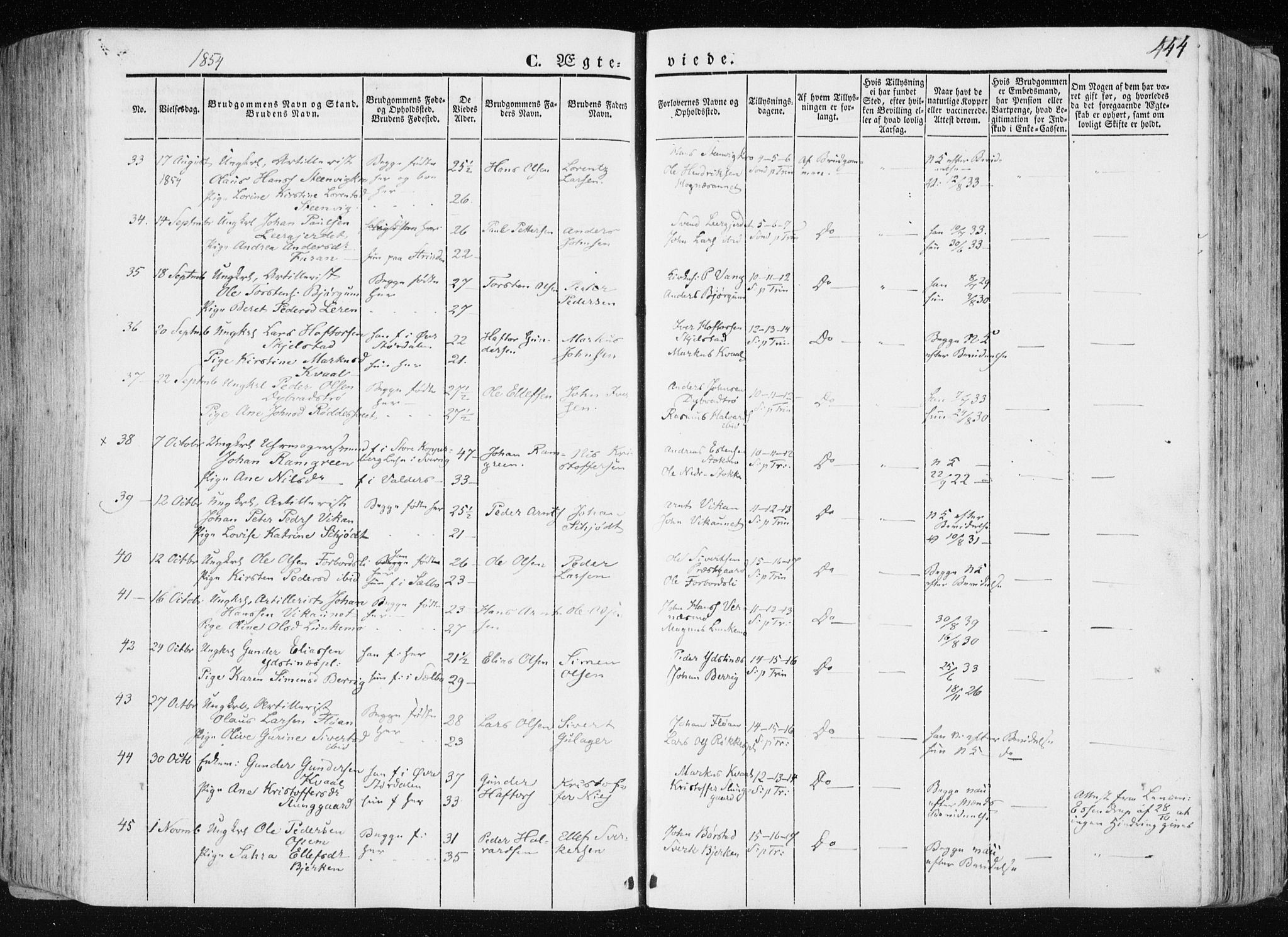 Ministerialprotokoller, klokkerbøker og fødselsregistre - Nord-Trøndelag, AV/SAT-A-1458/709/L0074: Parish register (official) no. 709A14, 1845-1858, p. 444