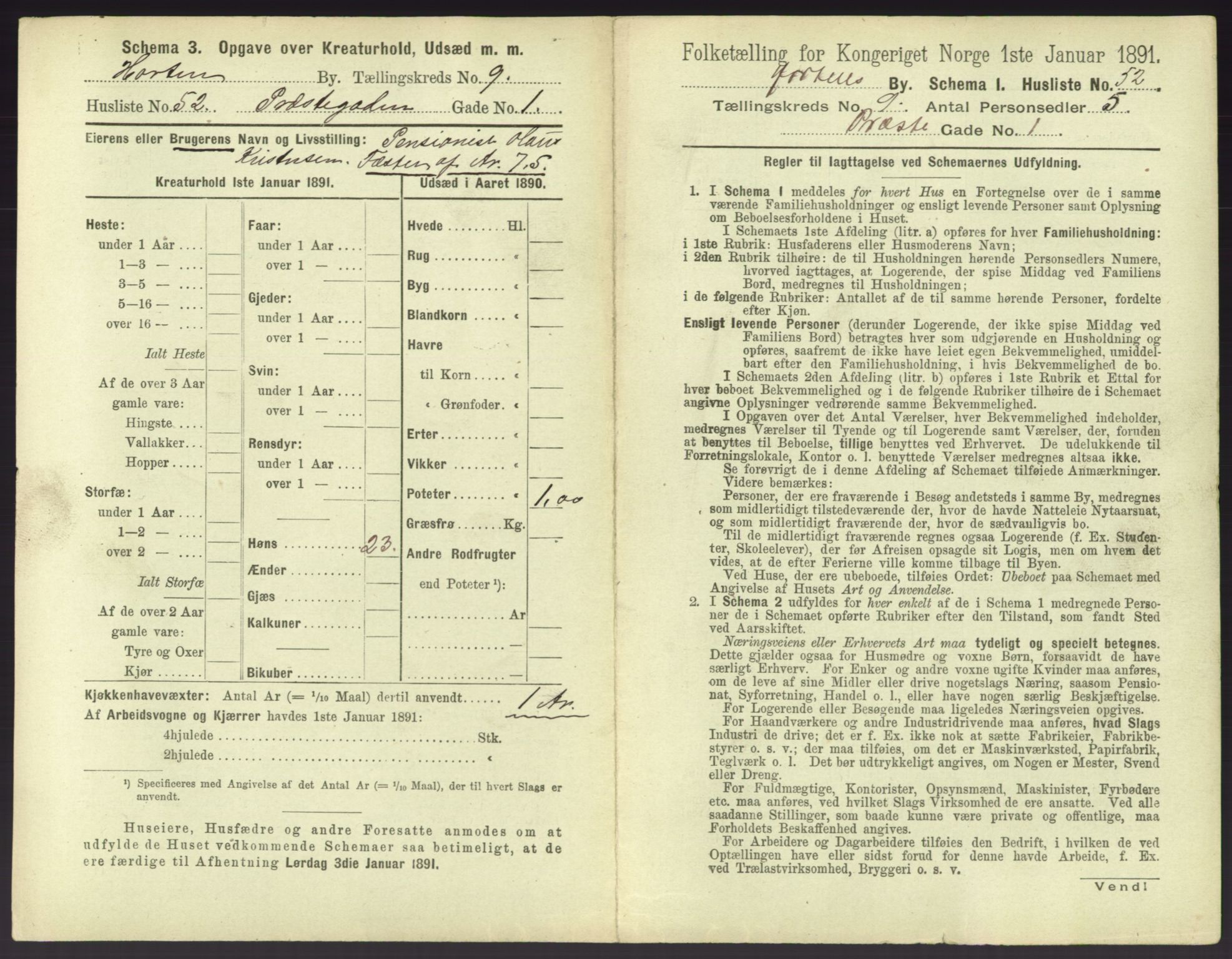 RA, 1891 census for 0703 Horten, 1891, p. 1035