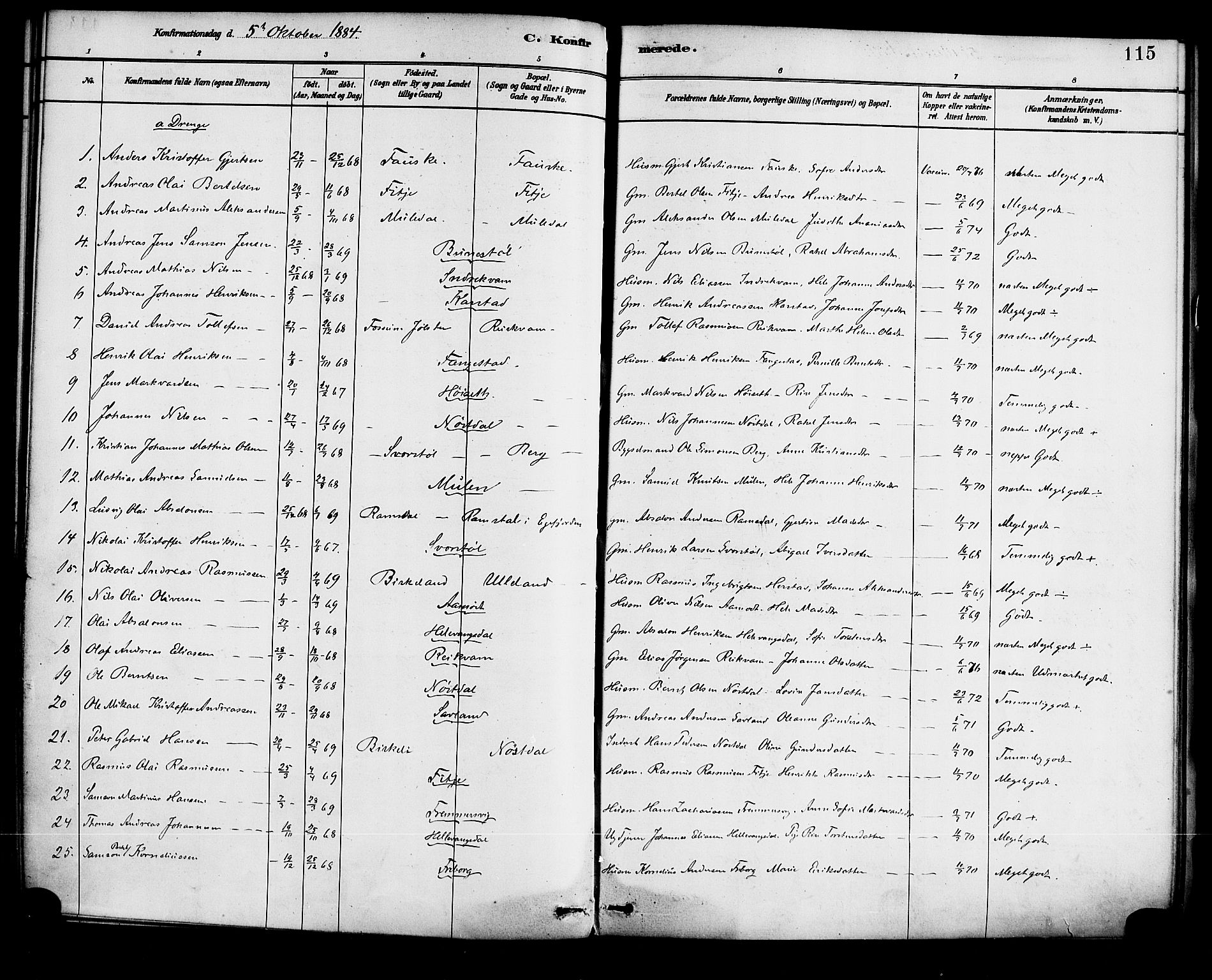 Førde sokneprestembete, AV/SAB-A-79901/H/Haa/Haad/L0001: Parish register (official) no. D 1, 1881-1898, p. 115