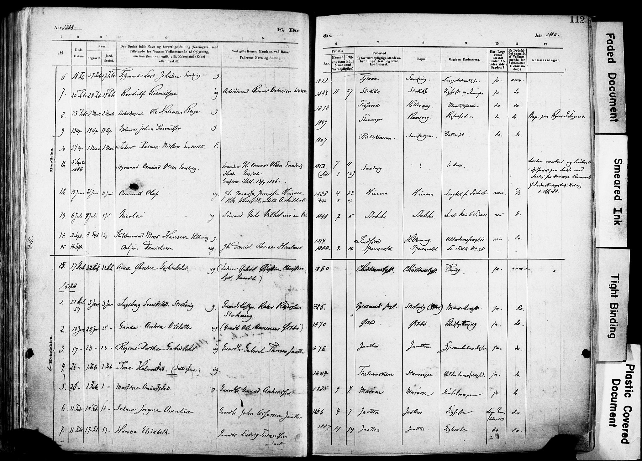 Hetland sokneprestkontor, SAST/A-101826/30/30BA/L0012: Parish register (official) no. A 12, 1882-1912, p. 112