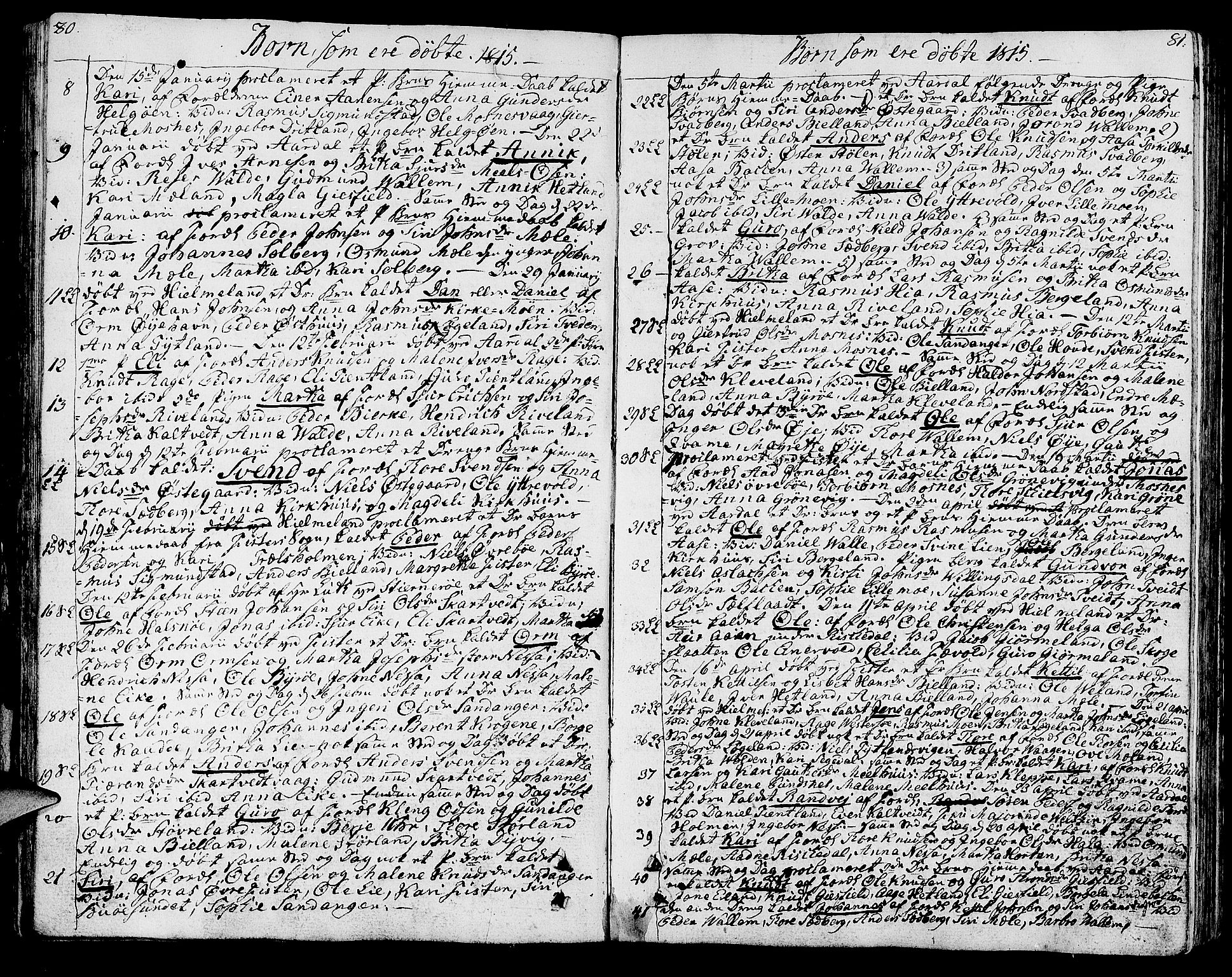 Hjelmeland sokneprestkontor, AV/SAST-A-101843/01/IV/L0002: Parish register (official) no. A 2, 1799-1816, p. 80-81