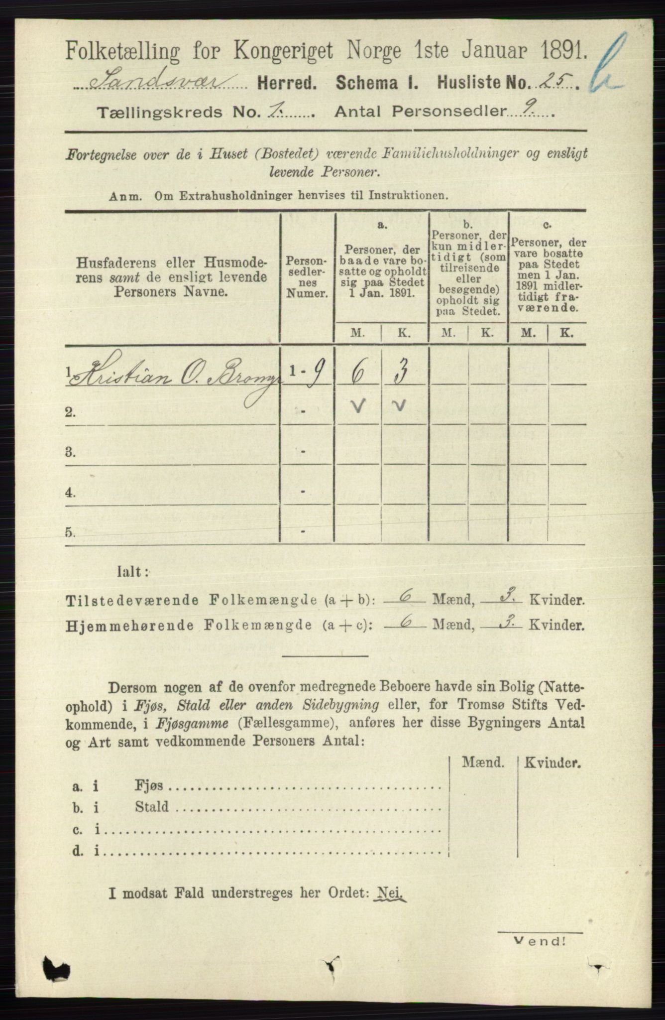 RA, 1891 census for 0629 Sandsvær, 1891, p. 5546