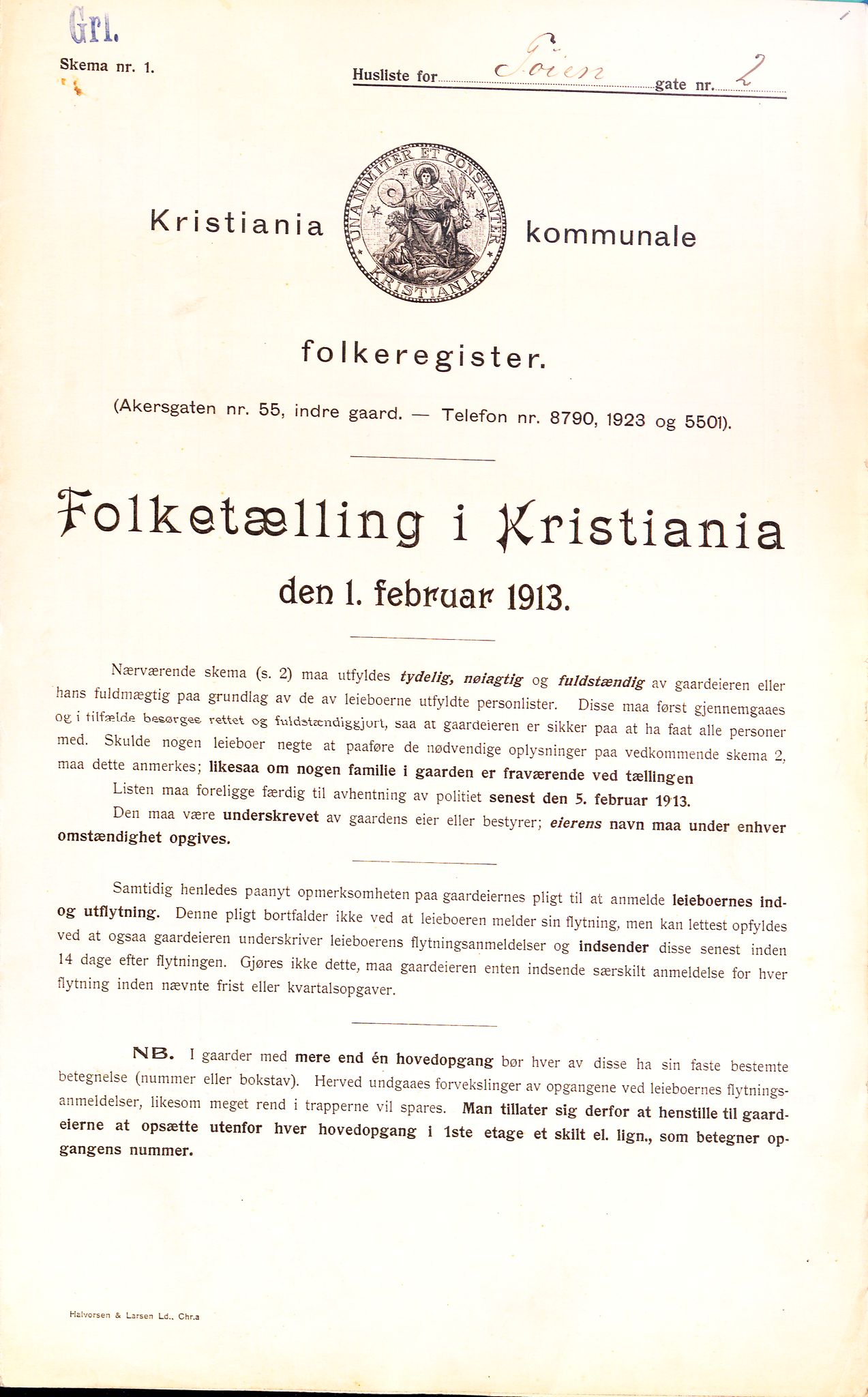 OBA, Municipal Census 1913 for Kristiania, 1913, p. 117481