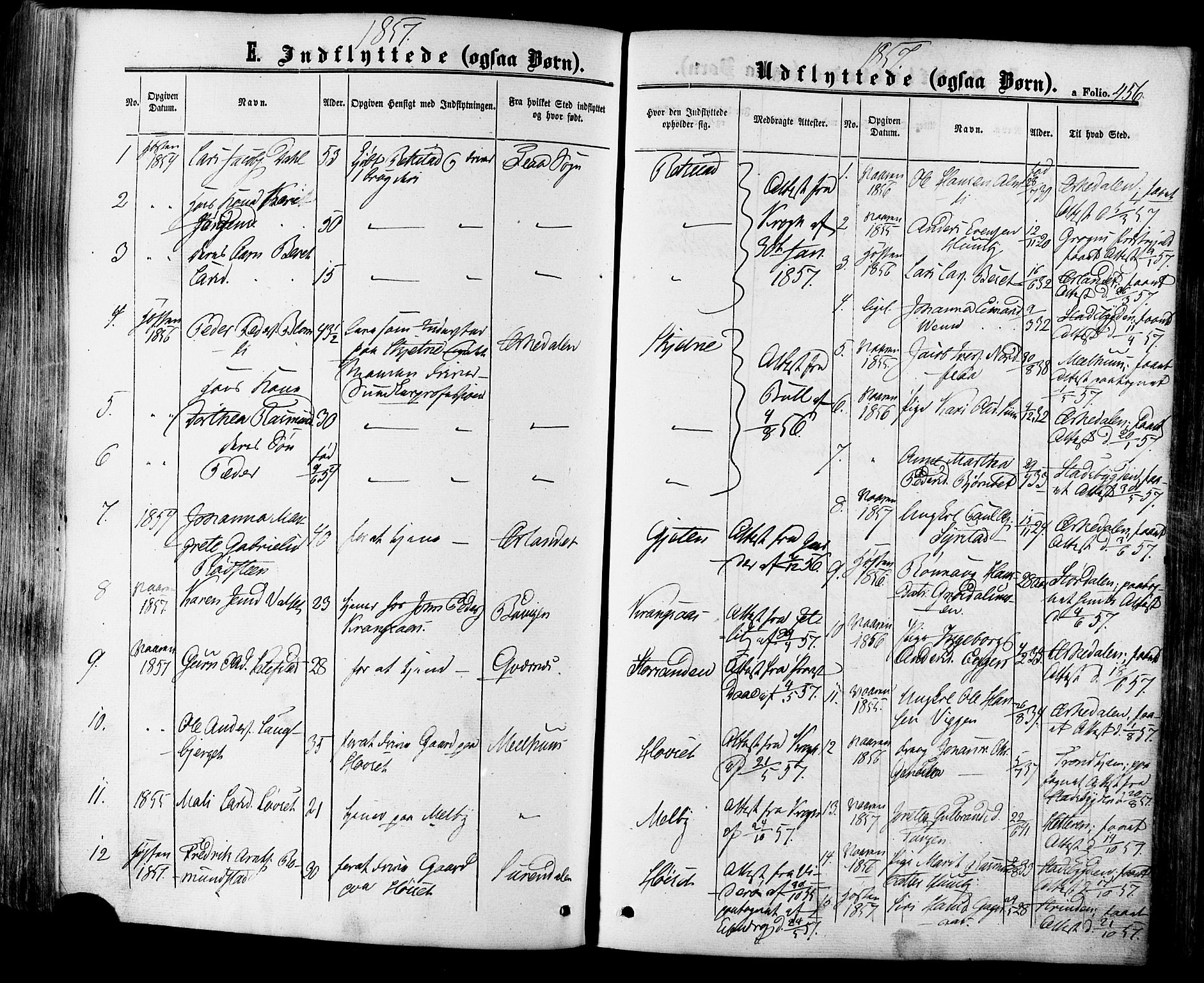Ministerialprotokoller, klokkerbøker og fødselsregistre - Sør-Trøndelag, SAT/A-1456/665/L0772: Parish register (official) no. 665A07, 1856-1878, p. 456