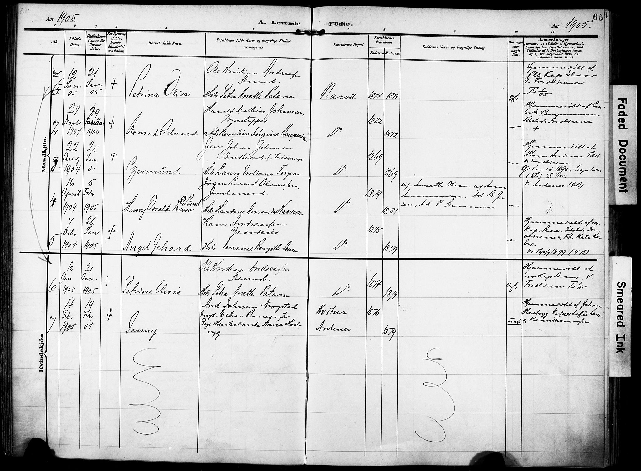 Ministerialprotokoller, klokkerbøker og fødselsregistre - Nordland, AV/SAT-A-1459/871/L0994: Parish register (official) no. 871A10, 1902-1910, p. 65