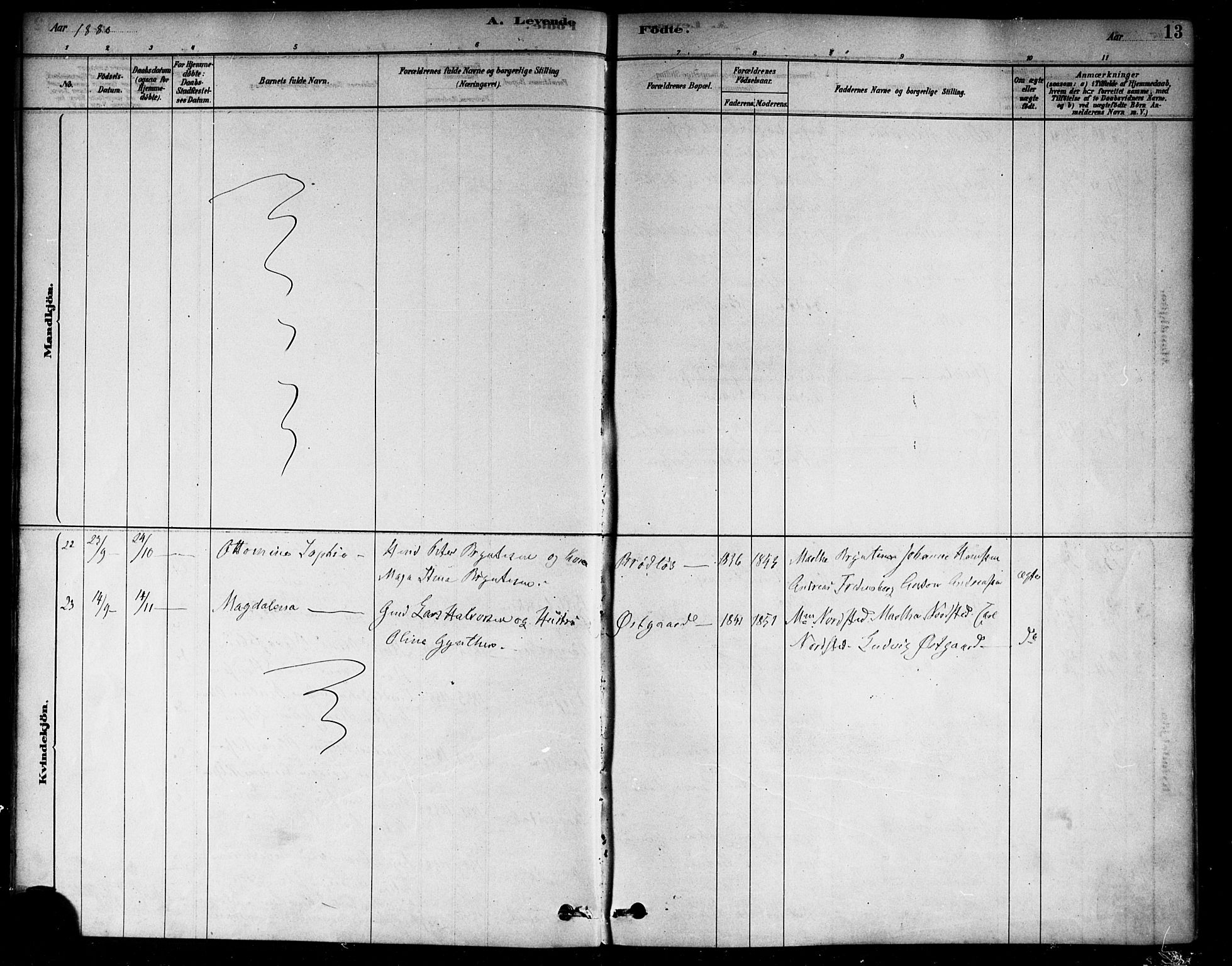 Berg prestekontor Kirkebøker, AV/SAO-A-10902/F/Fa/L0006: Parish register (official) no. I 6, 1878-1887, p. 13