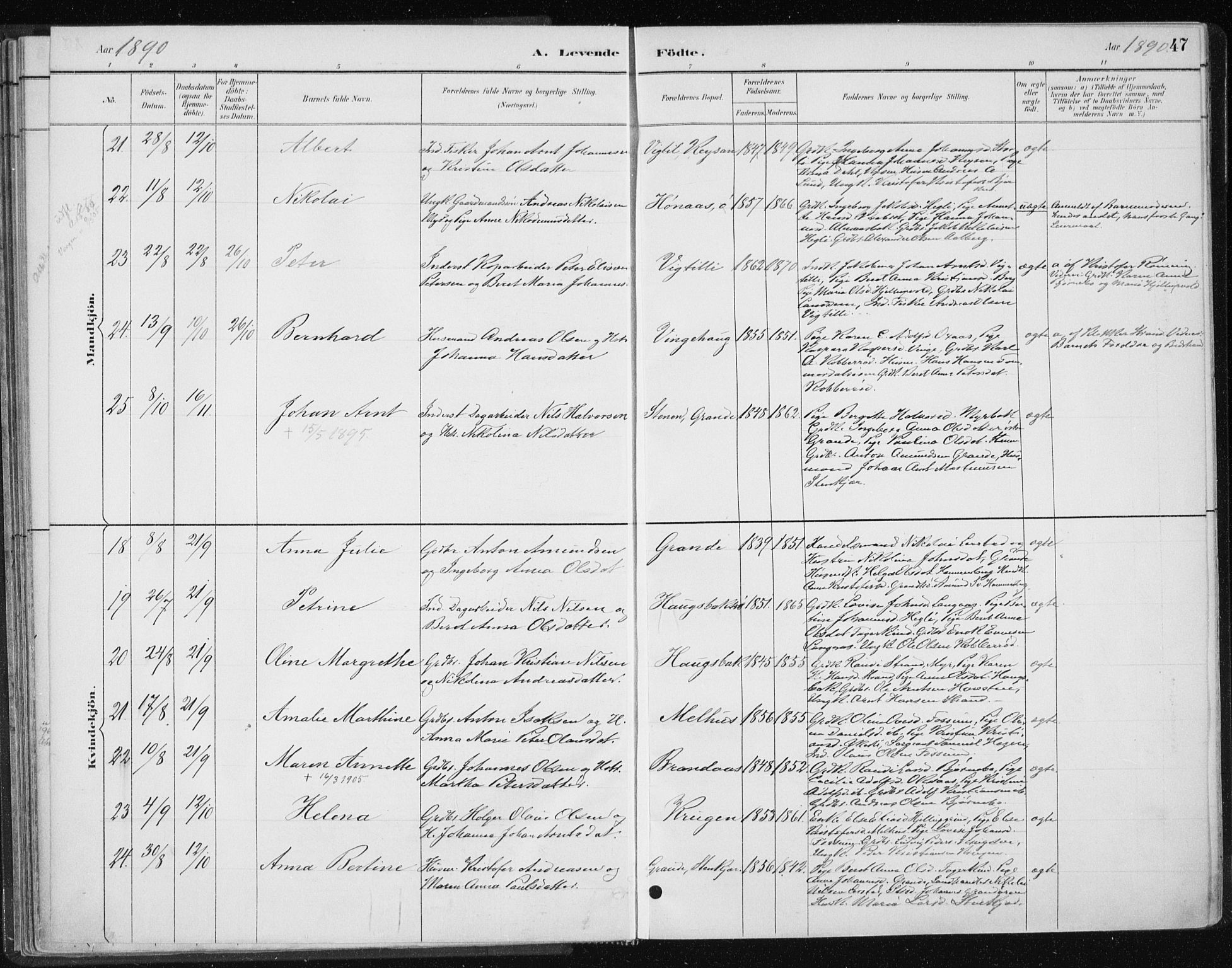 Ministerialprotokoller, klokkerbøker og fødselsregistre - Nord-Trøndelag, SAT/A-1458/701/L0010: Parish register (official) no. 701A10, 1883-1899, p. 47