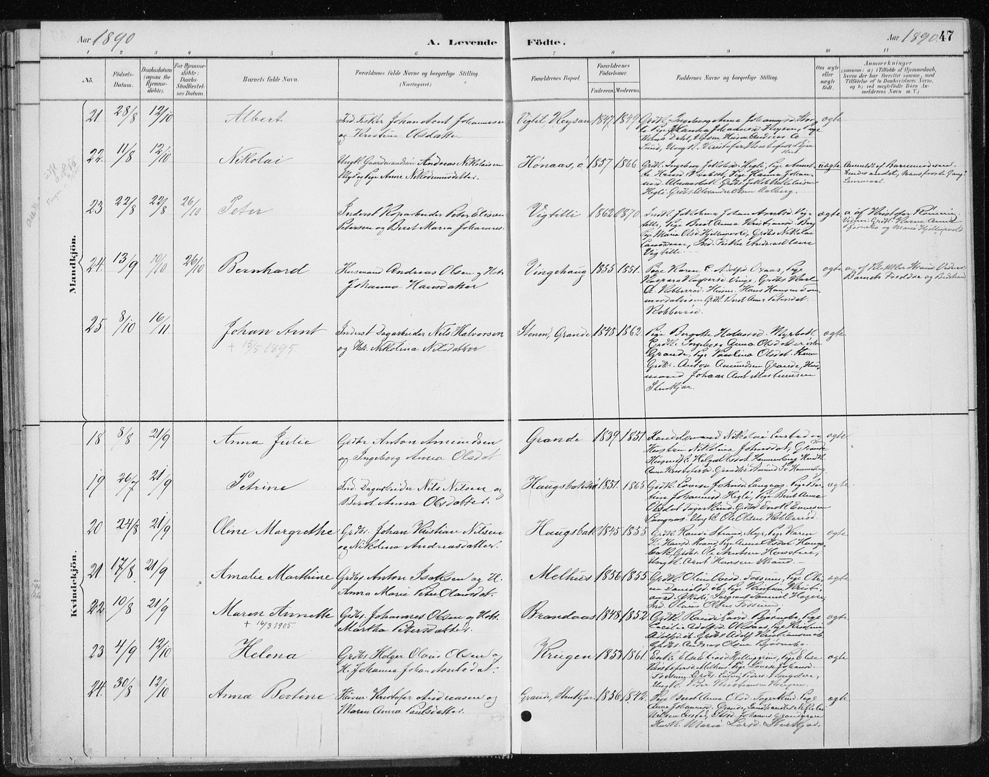 Ministerialprotokoller, klokkerbøker og fødselsregistre - Nord-Trøndelag, AV/SAT-A-1458/701/L0010: Parish register (official) no. 701A10, 1883-1899, p. 47