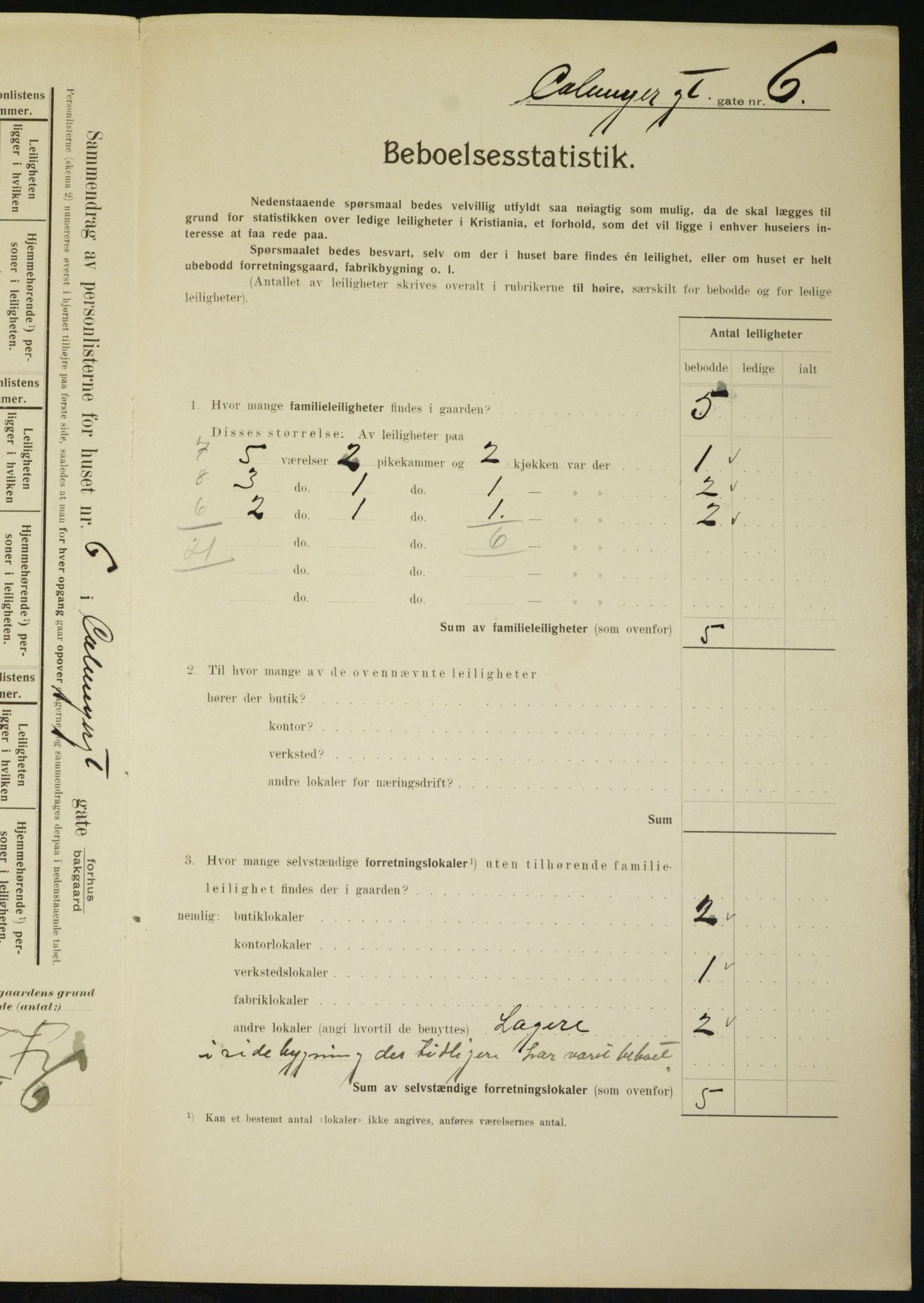 OBA, Municipal Census 1910 for Kristiania, 1910, p. 10878