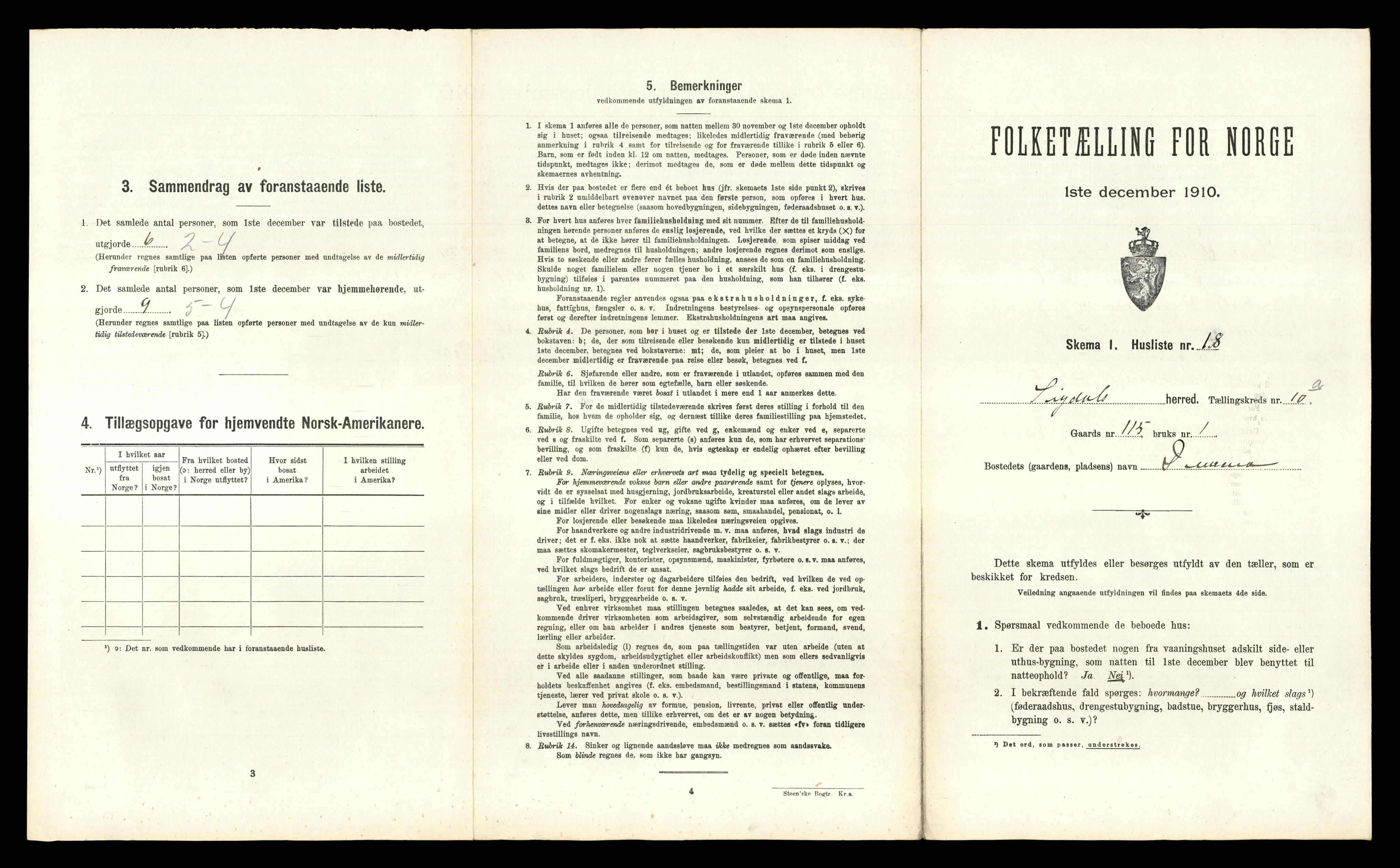 RA, 1910 census for Sigdal, 1910, p. 1068