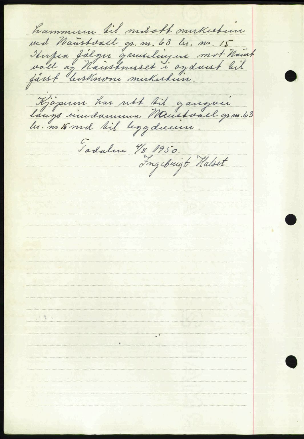 Nordmøre sorenskriveri, AV/SAT-A-4132/1/2/2Ca: Mortgage book no. A115, 1950-1950, Diary no: : 2519/1950