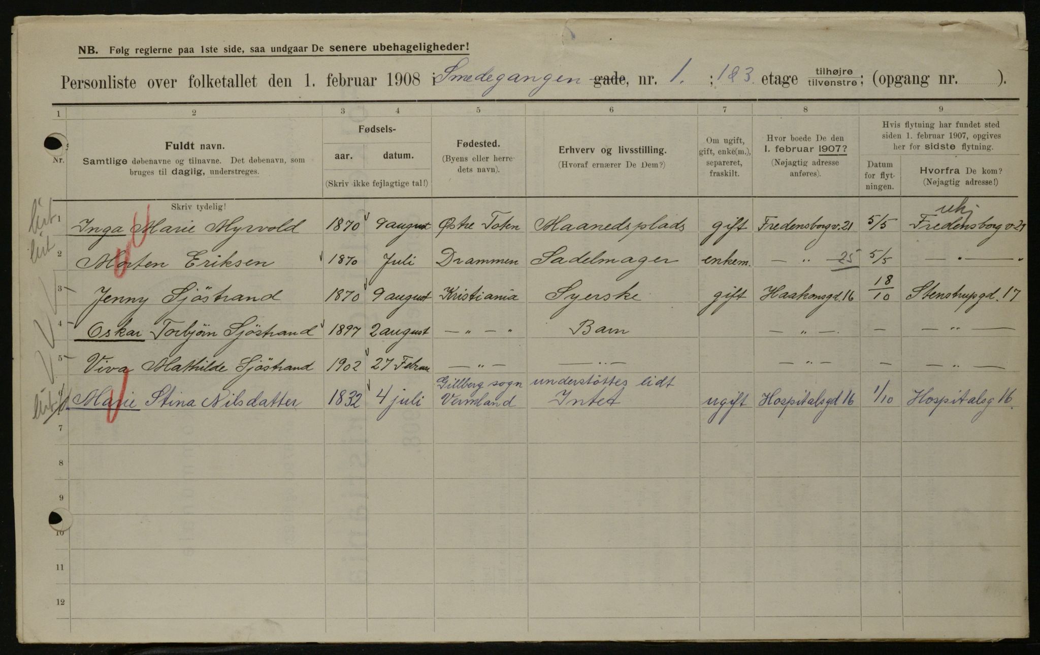 OBA, Municipal Census 1908 for Kristiania, 1908, p. 87421