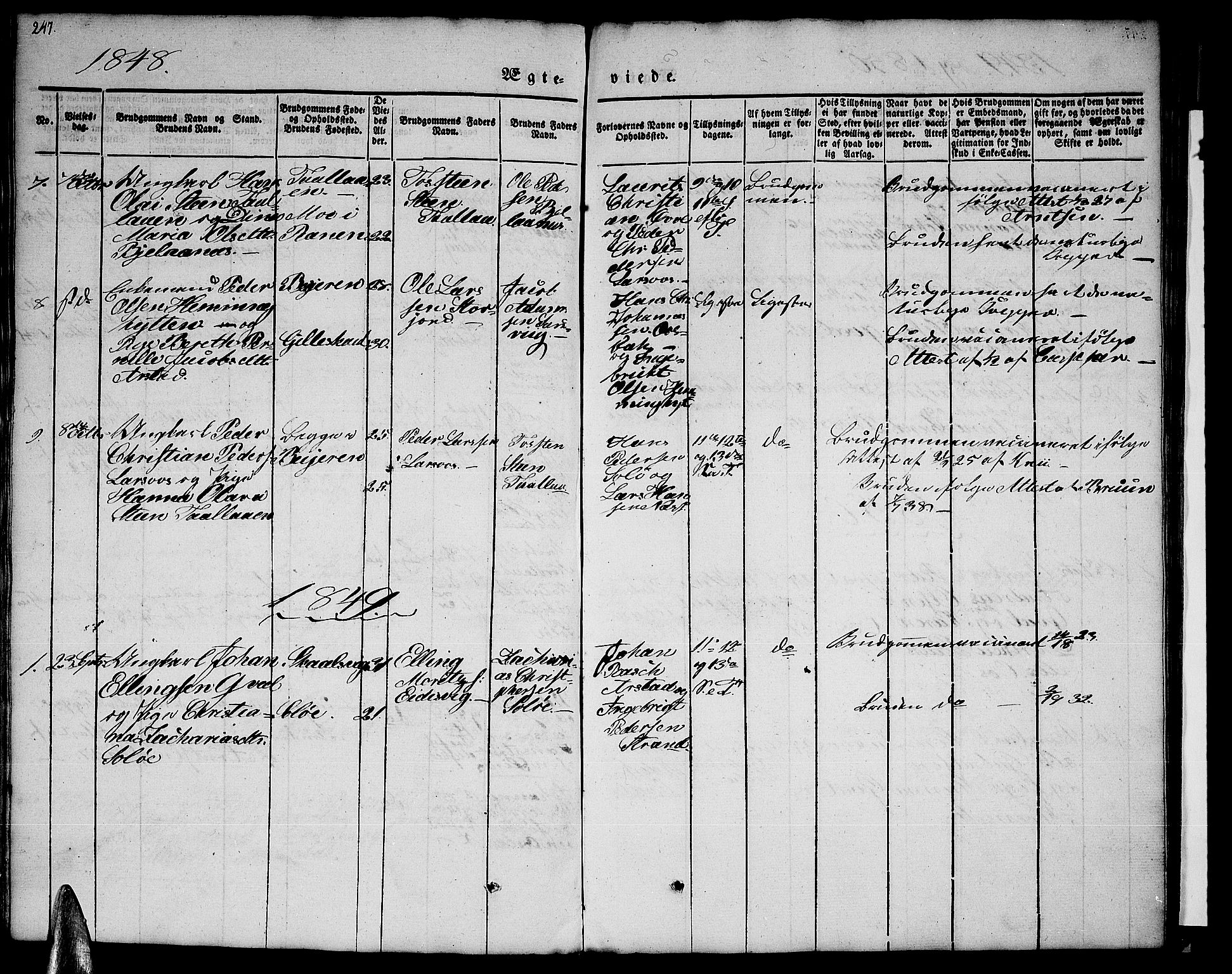 Ministerialprotokoller, klokkerbøker og fødselsregistre - Nordland, AV/SAT-A-1459/846/L0652: Parish register (copy) no. 846C02, 1841-1871, p. 247