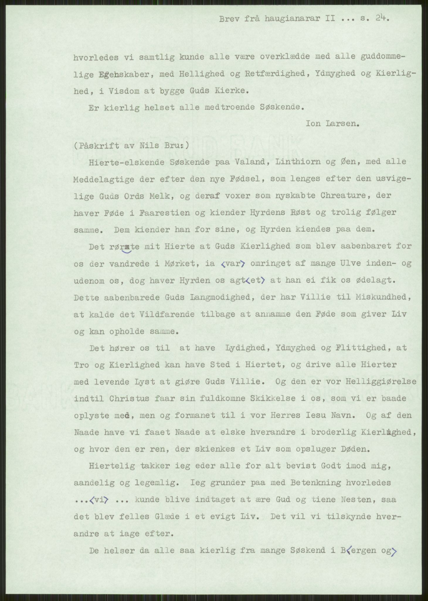 Samlinger til kildeutgivelse, Haugianerbrev, AV/RA-EA-6834/F/L0002: Haugianerbrev II: 1805-1821, 1805-1821, p. 24