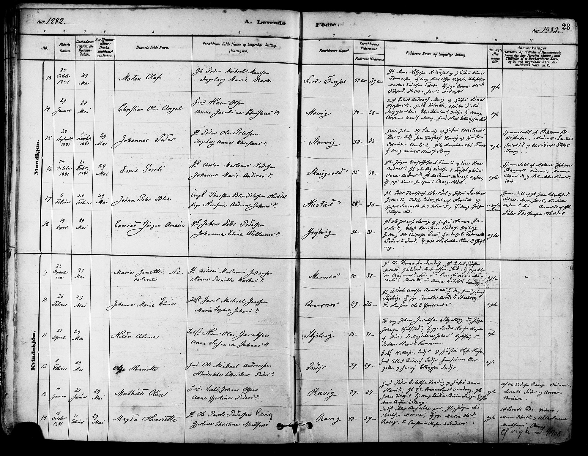 Ministerialprotokoller, klokkerbøker og fødselsregistre - Nordland, AV/SAT-A-1459/805/L0099: Parish register (official) no. 805A06, 1880-1891, p. 23