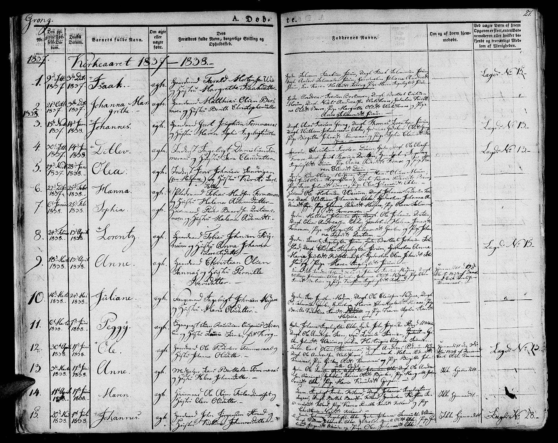 Ministerialprotokoller, klokkerbøker og fødselsregistre - Nord-Trøndelag, AV/SAT-A-1458/758/L0510: Parish register (official) no. 758A01 /1, 1821-1841, p. 27
