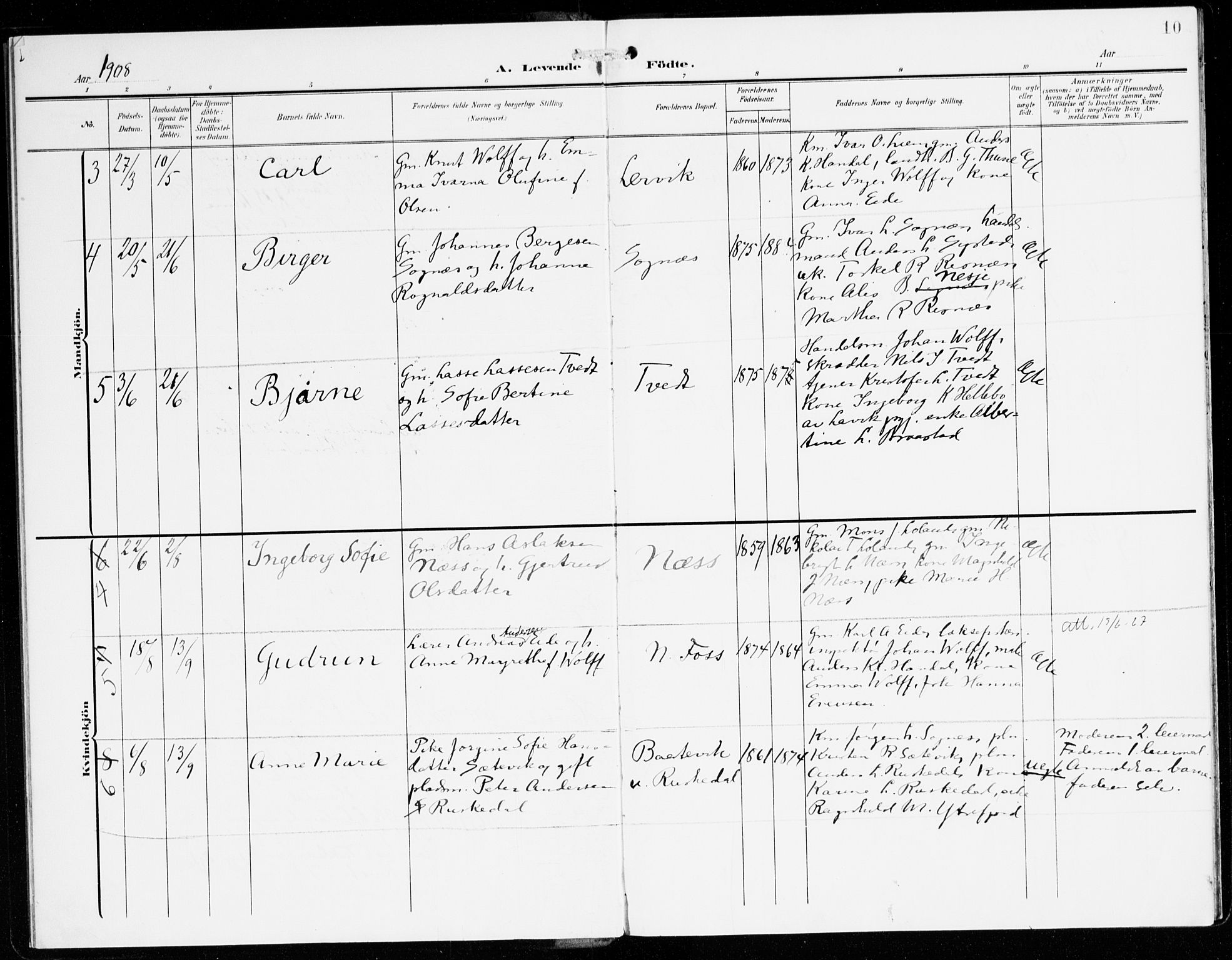 Hyllestad sokneprestembete, AV/SAB-A-80401: Parish register (official) no. C 2, 1904-1917, p. 10