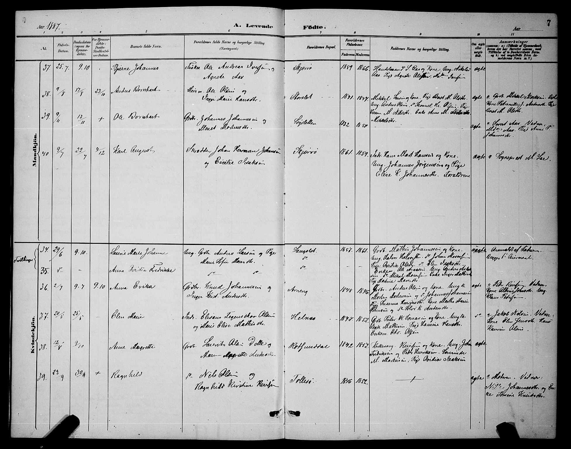 Skjervøy sokneprestkontor, AV/SATØ-S-1300/H/Ha/Hab/L0007klokker: Parish register (copy) no. 7, 1889-1899, p. 7