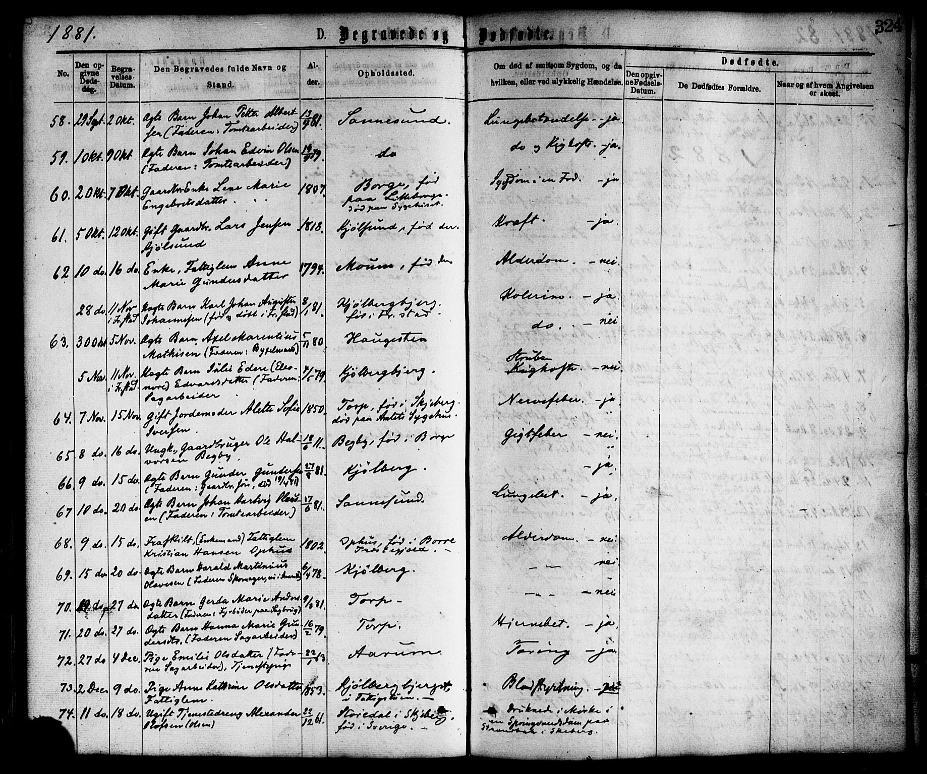 Borge prestekontor Kirkebøker, AV/SAO-A-10903/F/Fa/L0007: Parish register (official) no. I 7, 1875-1886, p. 324